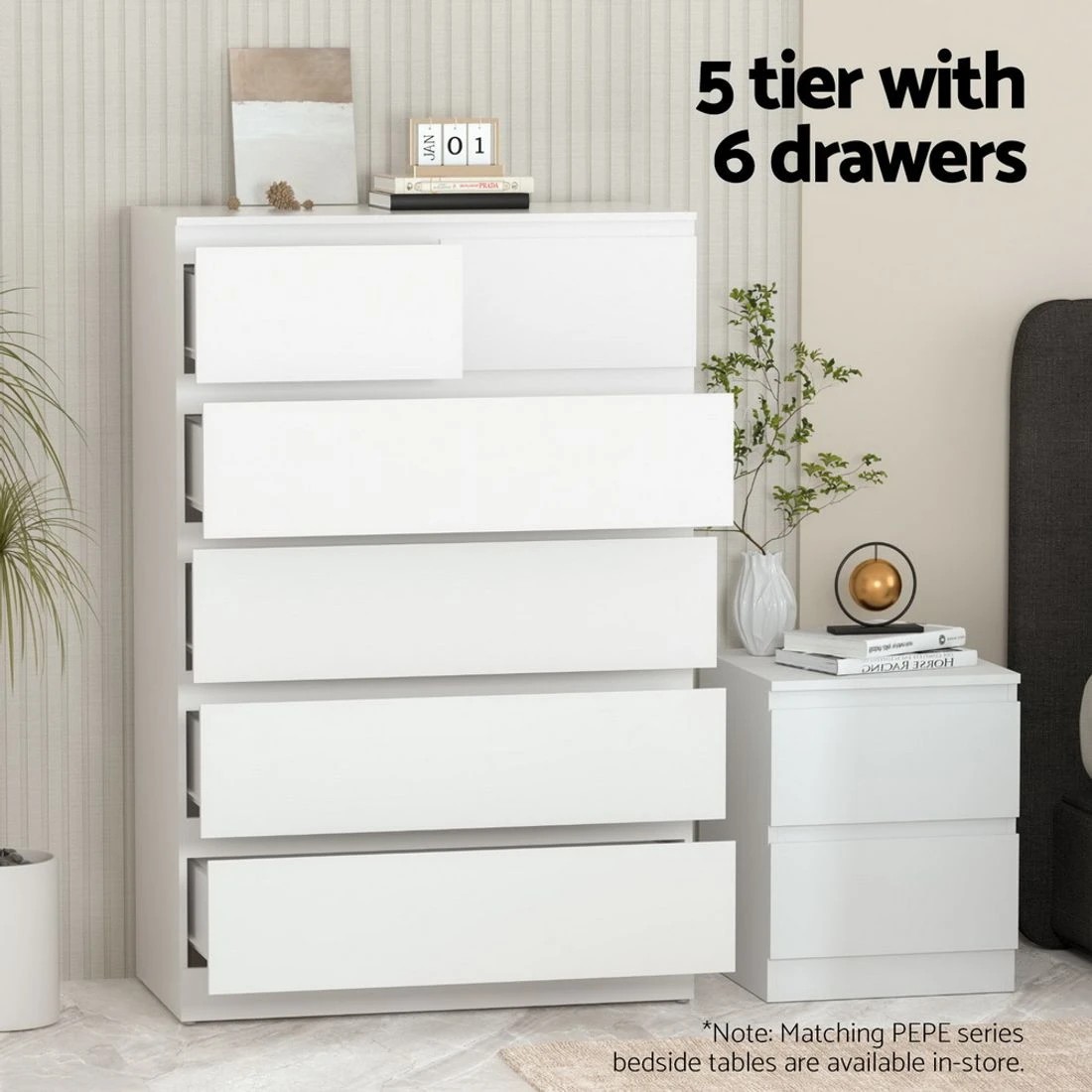 6 Artiss Pepe 6-drawer Chest Of Drawers, White
 - White, 6 of 8