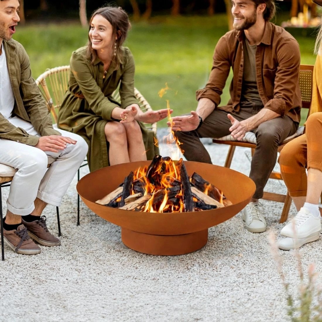 3 Grillz Fire Pit Iron Bowl 80cm Outdoor Patio Fireplace - Natural, 3 of 5