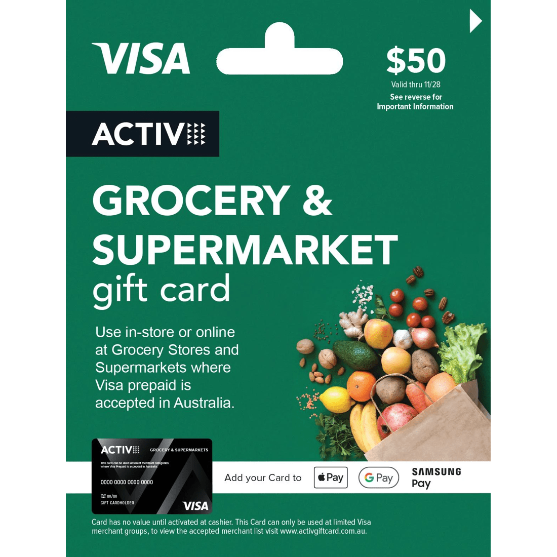 1 Activ VISA $50 Grocery and Supermarket Gift Card, 1 of 1