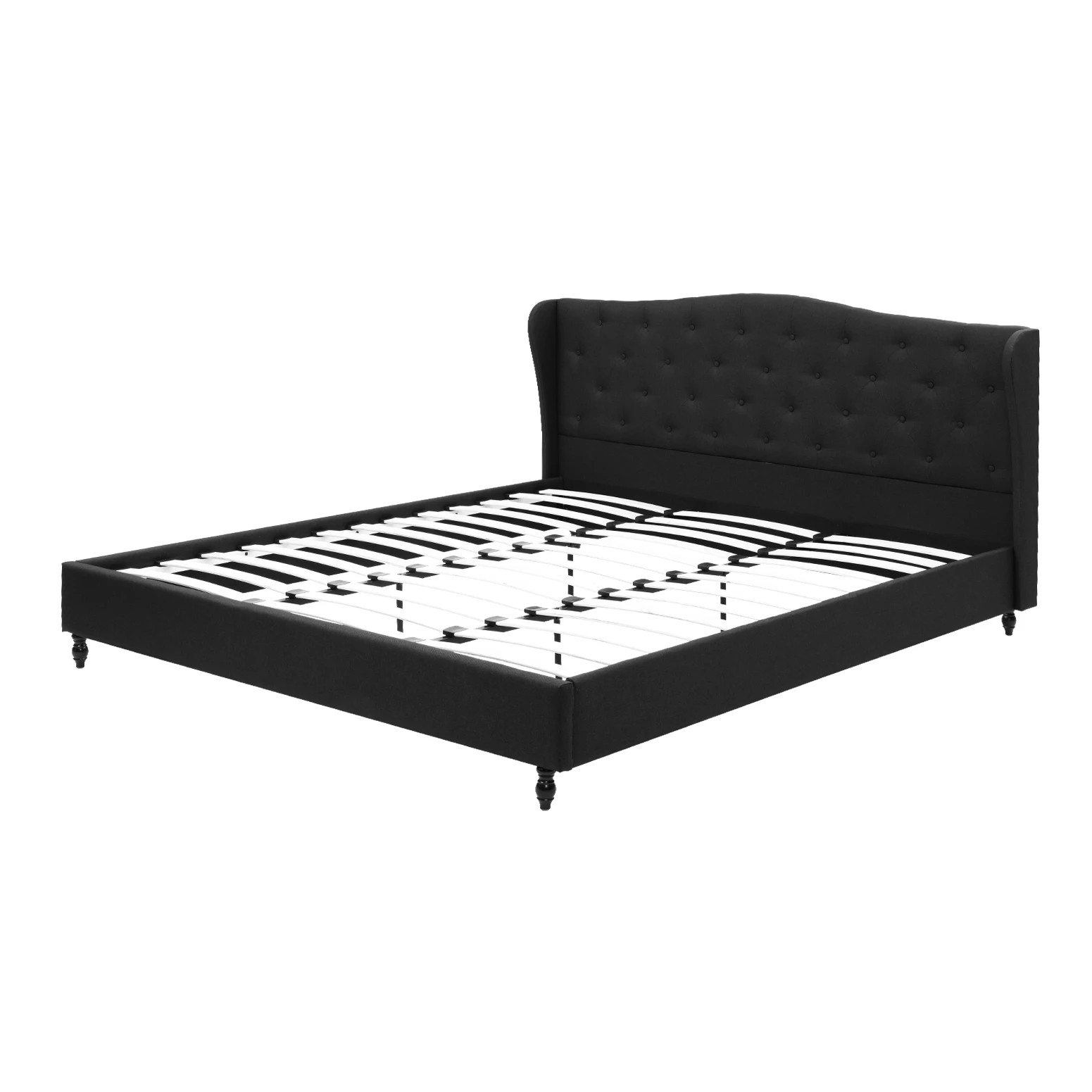 1 Artiss King Bed Frame Wingback Headboard Charcoal  Linen Upholste Platform - Charcoal, 1 of 1