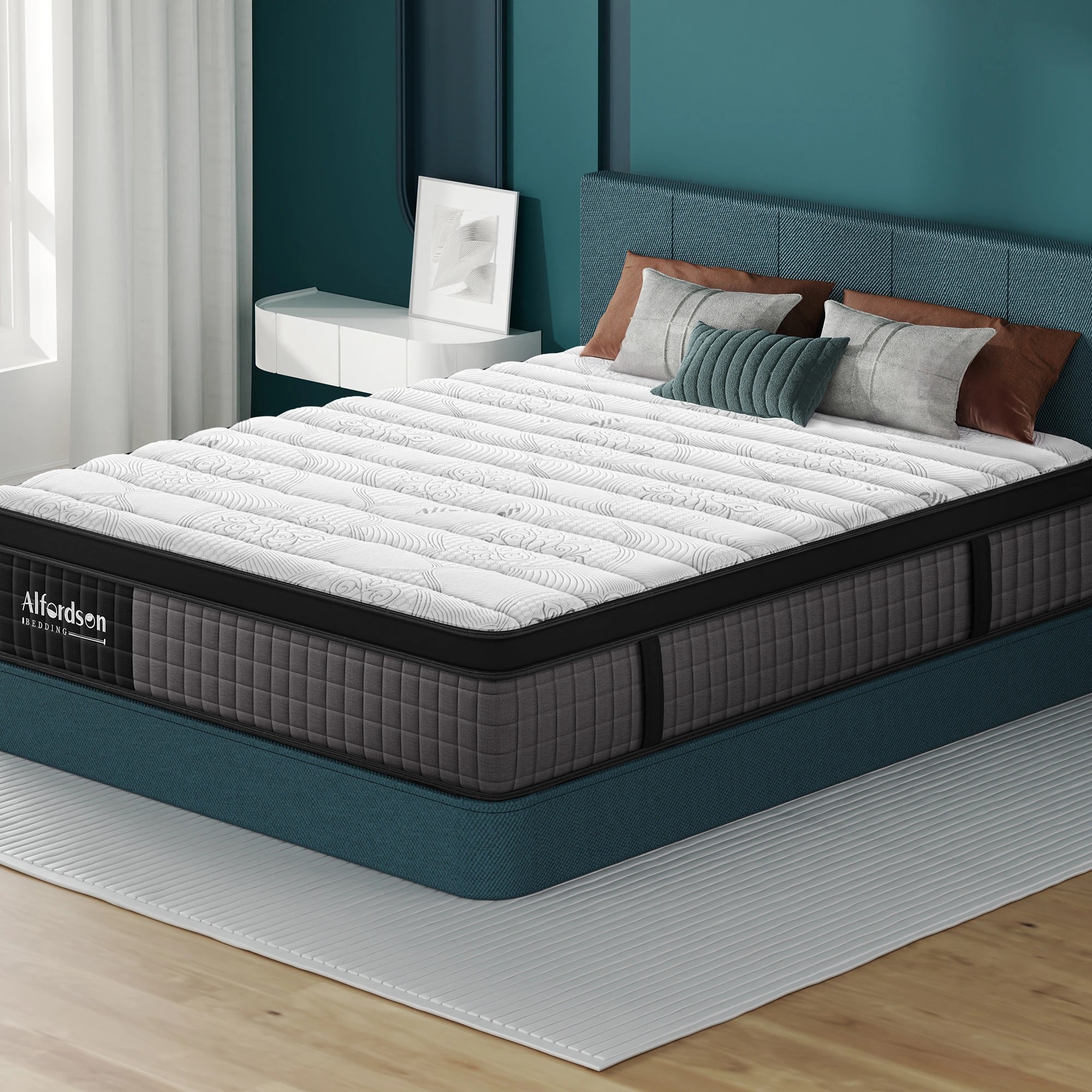 2 Alfordson Mattress 9 Zone Pocket Spring Euro Top 34cm - King Bed, 2 of 10