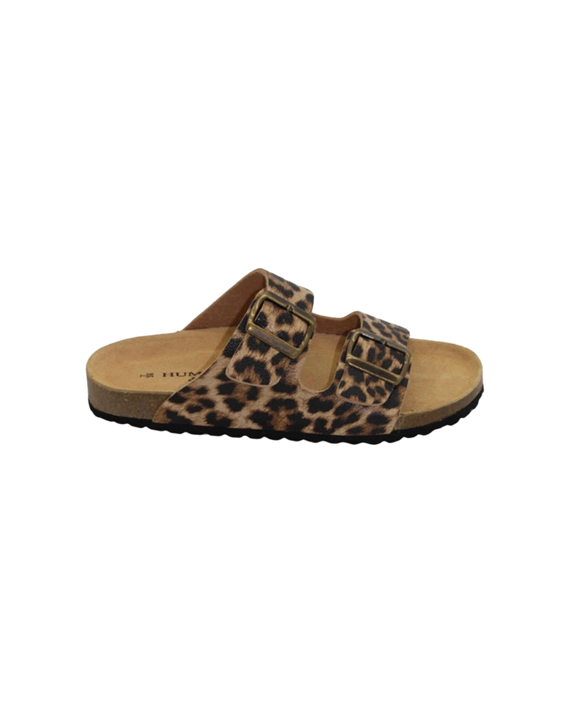 1 Human Shoes Ibiza Women's Slip On Sandals Double Buckle Choc OCELOT, 1 of 4