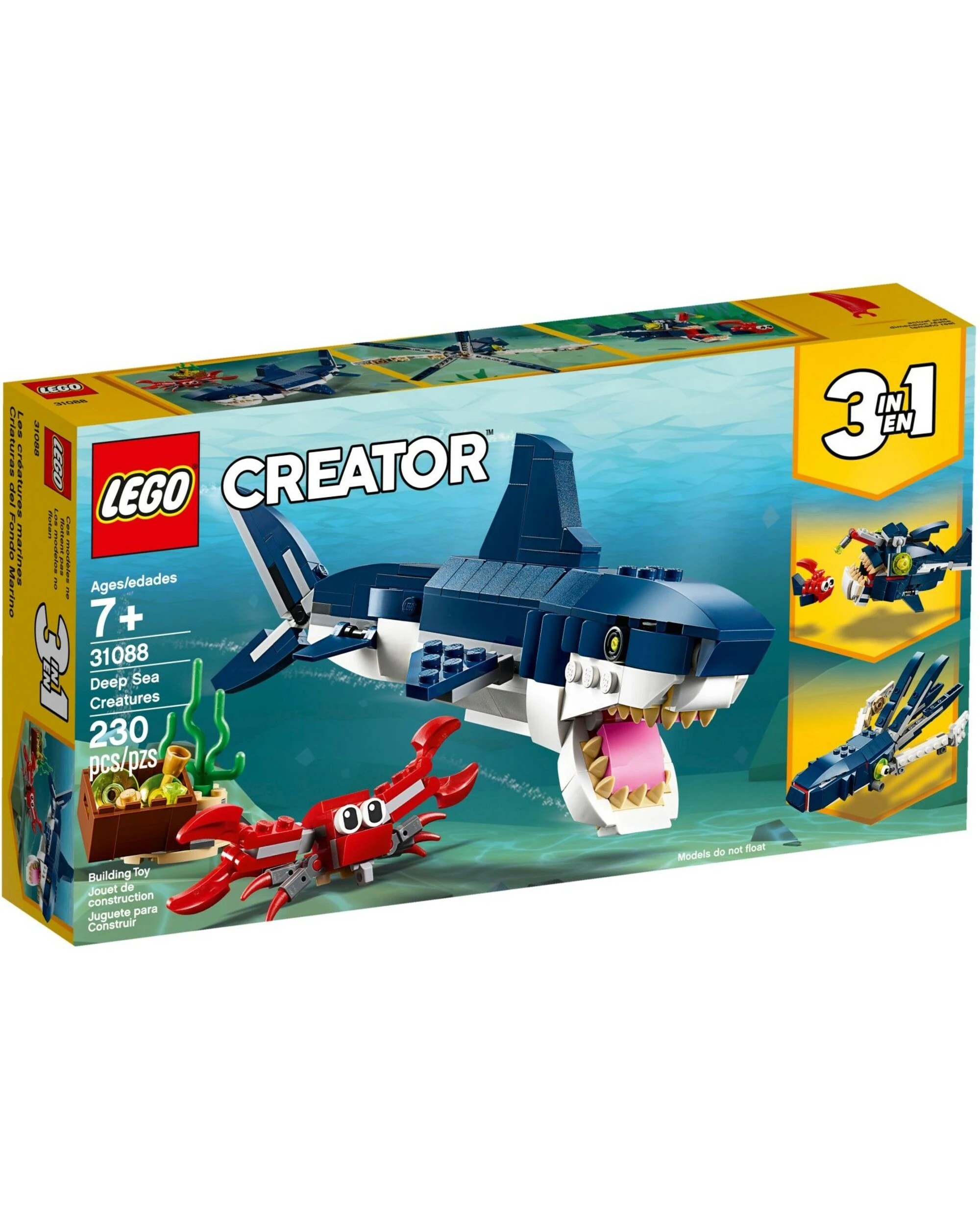 1 LEGO 31088 Deep Sea Creatures 3-in-1 Shark, Squid, Anglerfish Building Set, 1 of 5