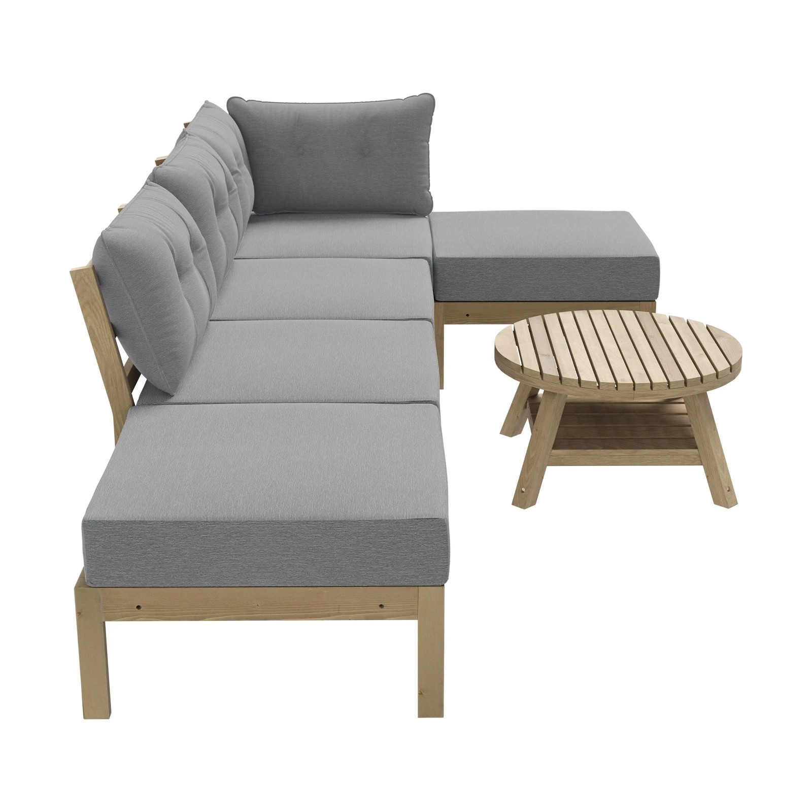4 Livsip Outdoor Sofa Set 6-piece Lounge Setting Garden Table Chairs
 - Grey, 4 of 9
