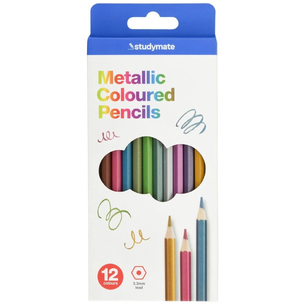 1 Studymate Pencils Metallic 12 Pack, 1 of 4