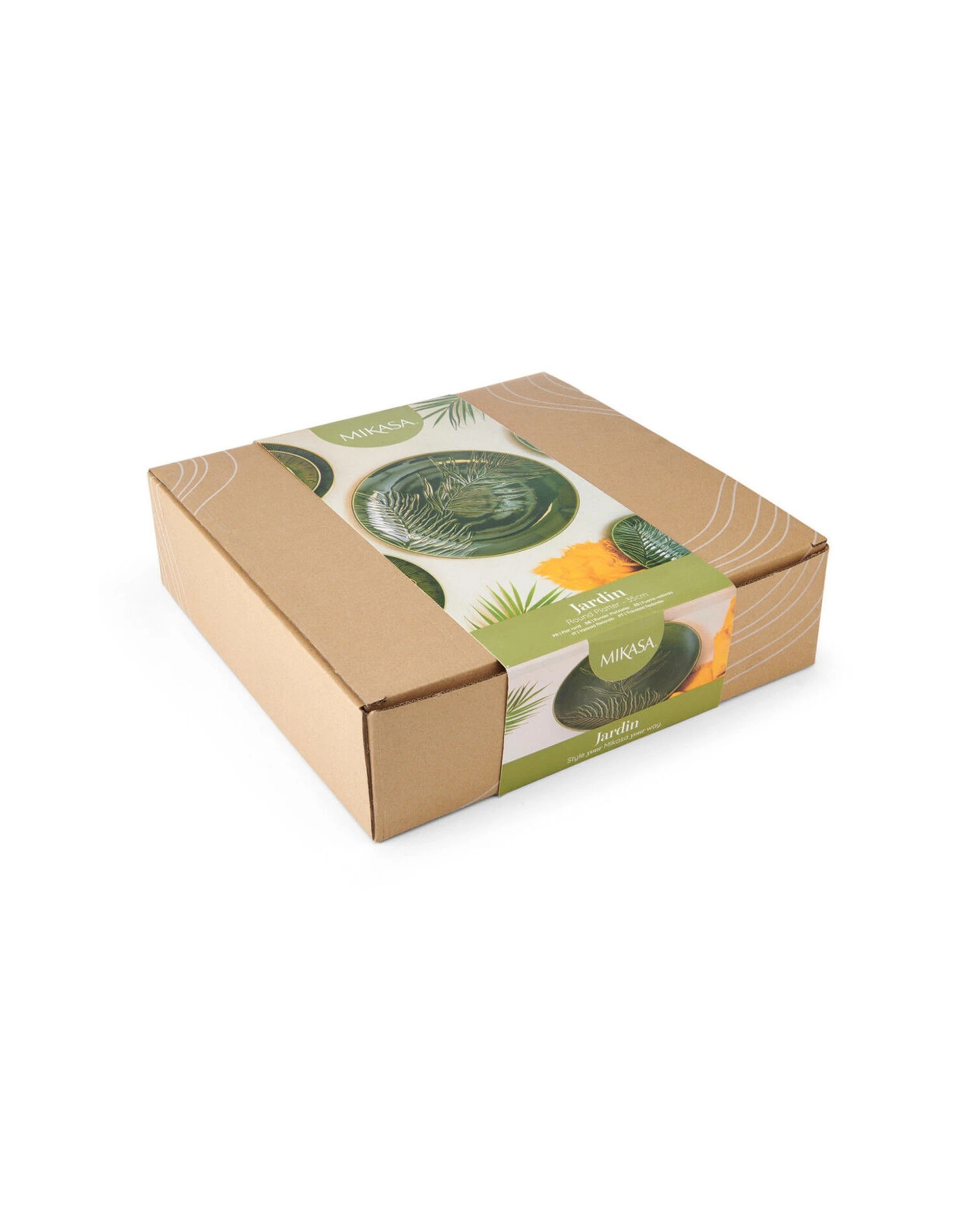 6 Mikasa Jardin Stoneware Round Serving Platter 35.5cm - Green, 6 of 6