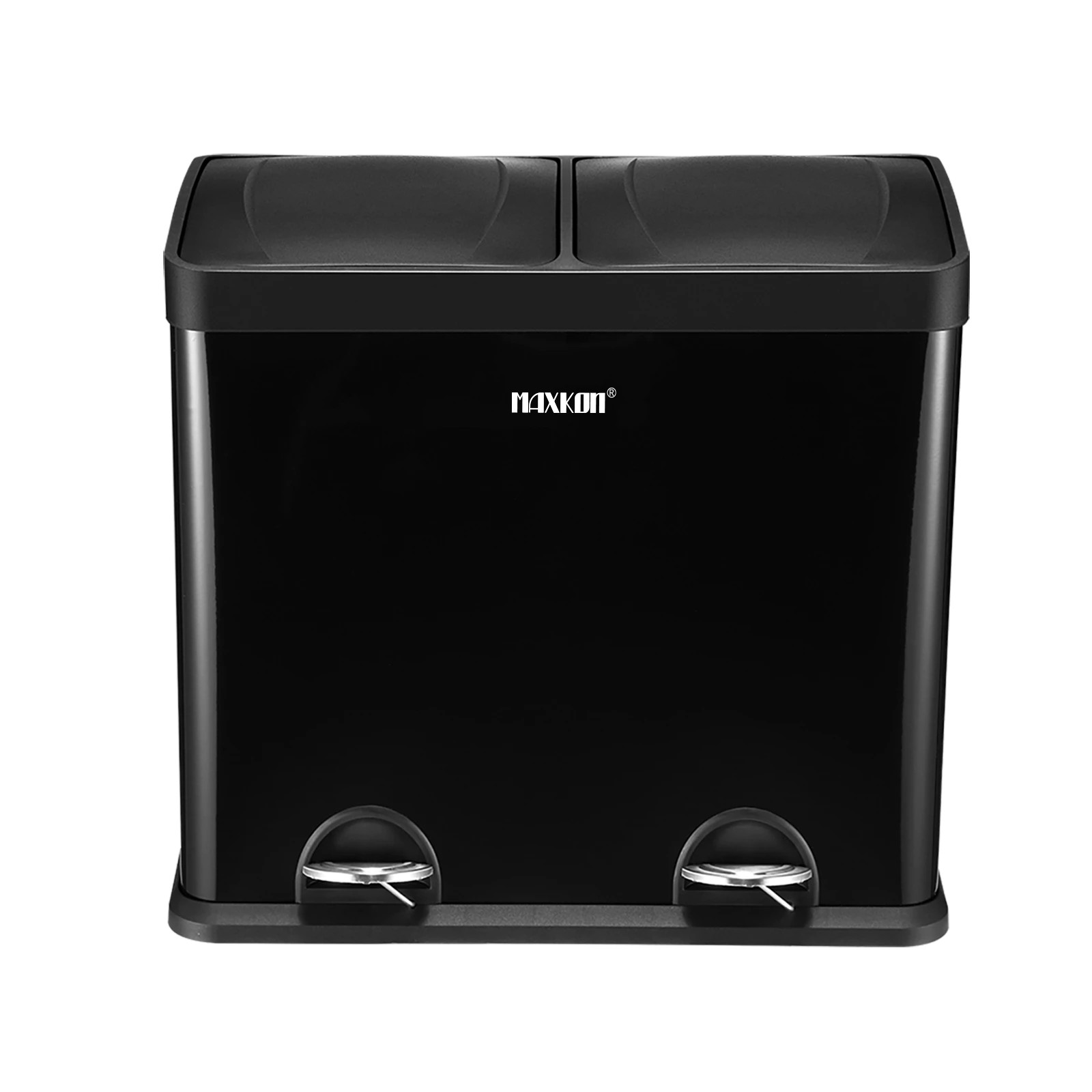 1 Maxkon 48L Rubbish Bin Dual Compartment Pedal Recycling Trashcan Kitchen Waste Garbage Household Stepbin Coated Steel, 1 of 6