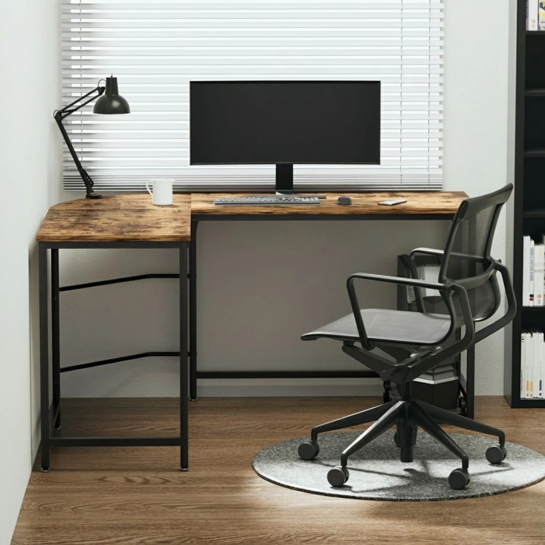 4 Artiss Computer Desk L-Shape CPU Stand 147CM - Brown, 4 of 7