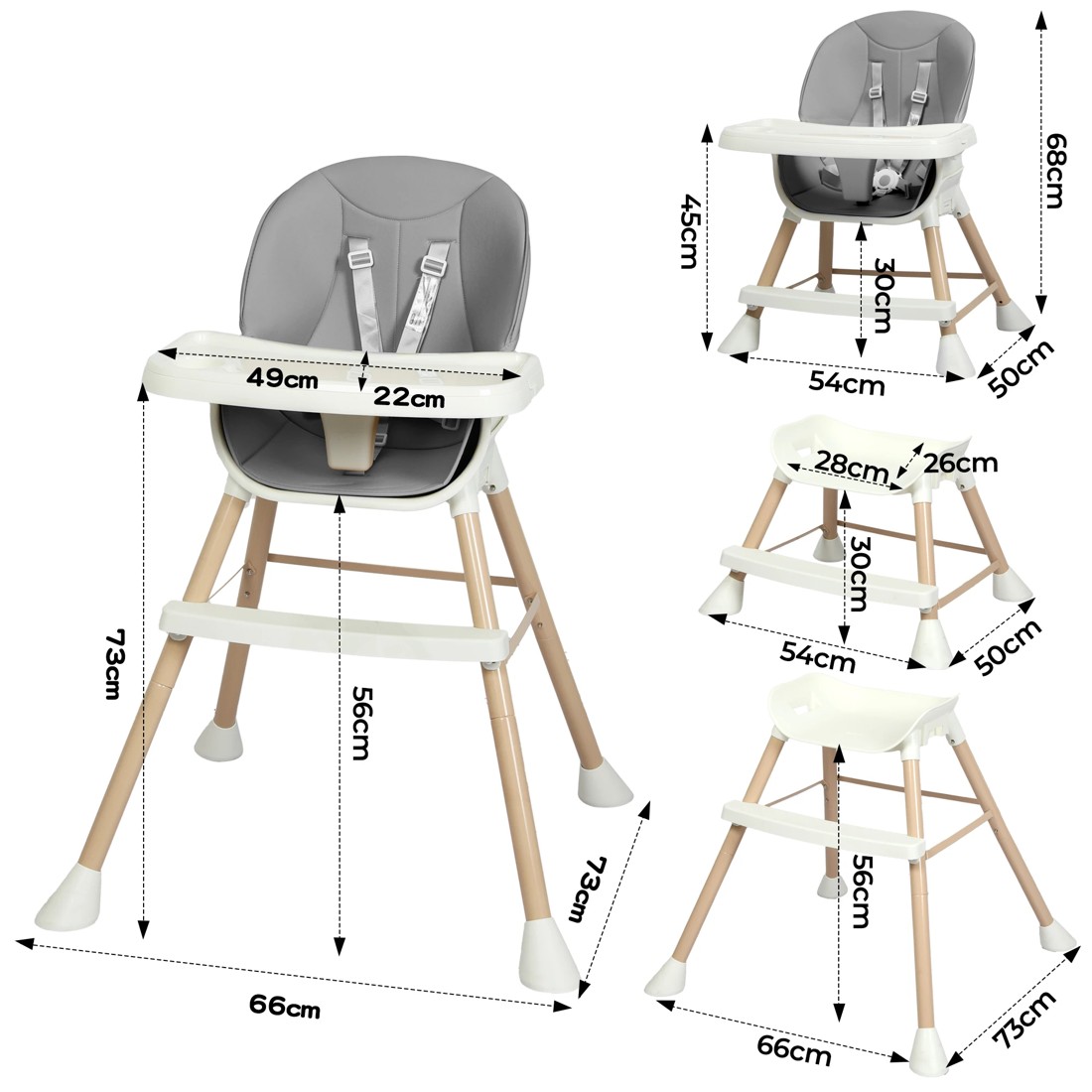 3 Bopeep Baby High Chair 6-in-1 - Grey, 3 of 7