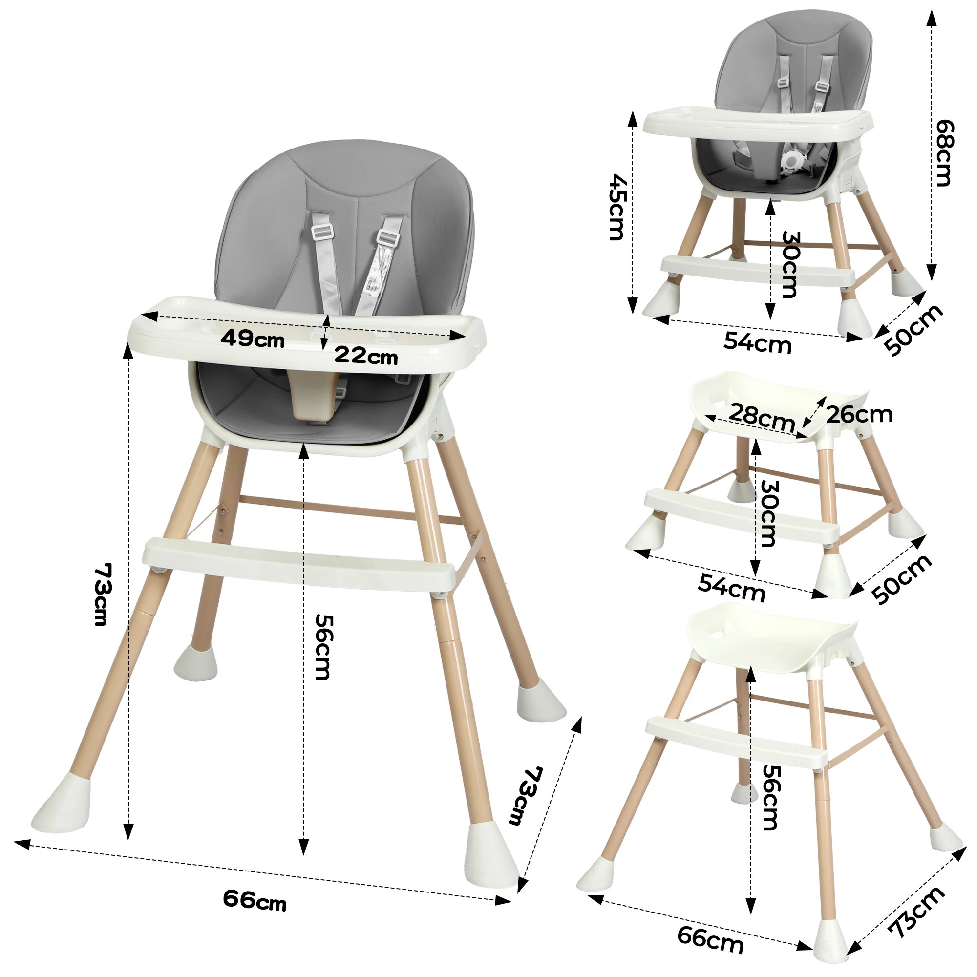 3 Bopeep Baby High Chair 6-in-1 - Grey, 3 of 7