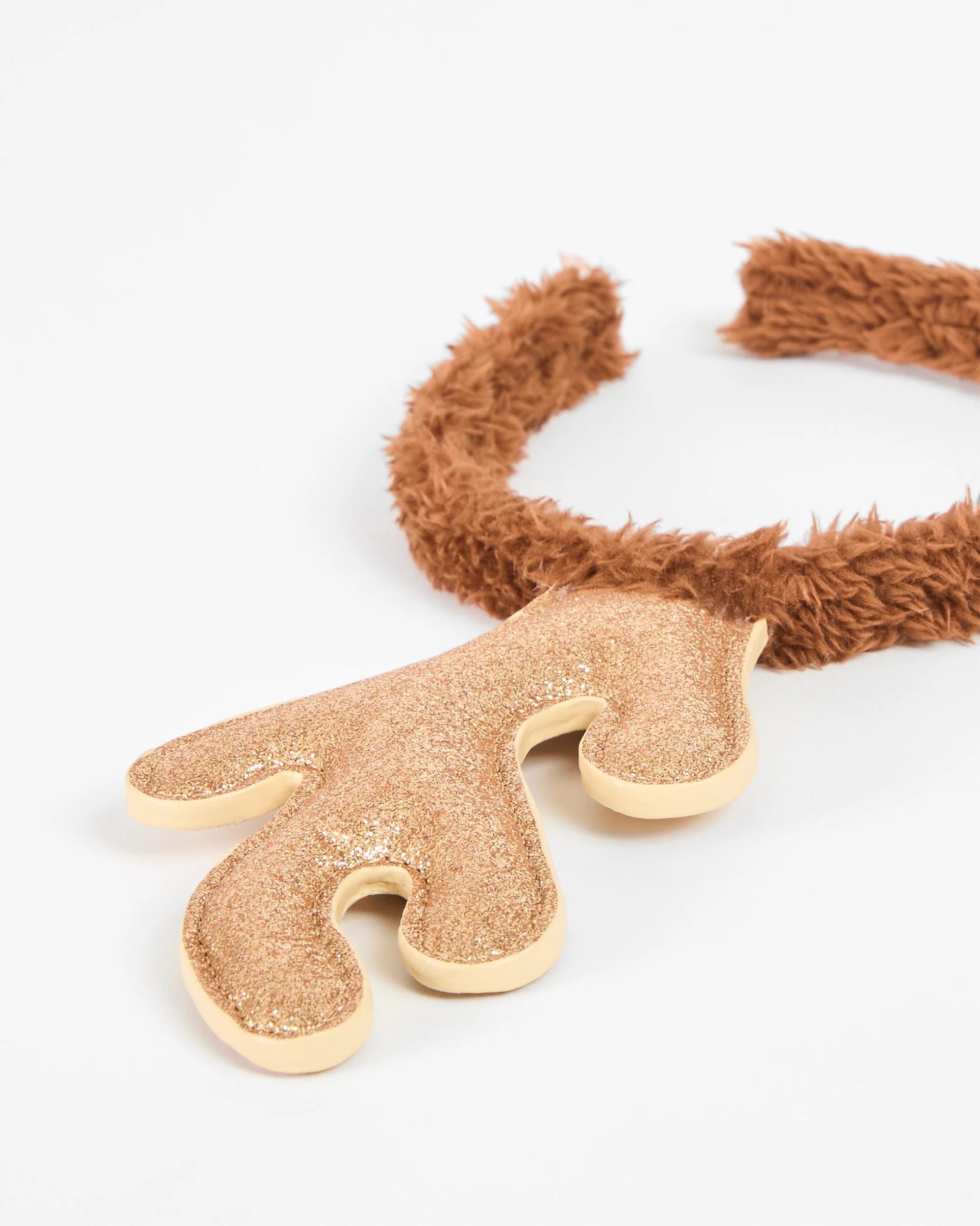 2 Target Kids Christmas Furry Reindeer Headband BROWN / GOLD, 2 of 3