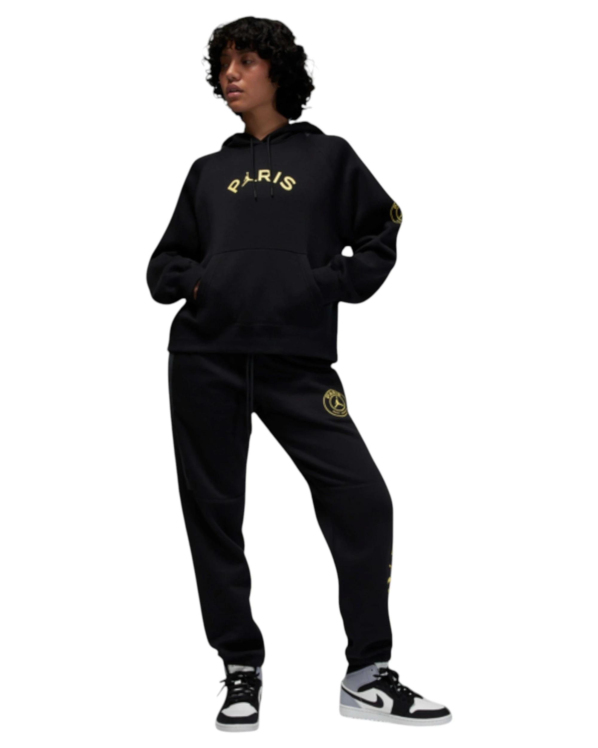 2 Nike Womens Jordan Paris Saint-Germain Brooklyn Fleece Pullover Hoodie BLACK, 2 of 8