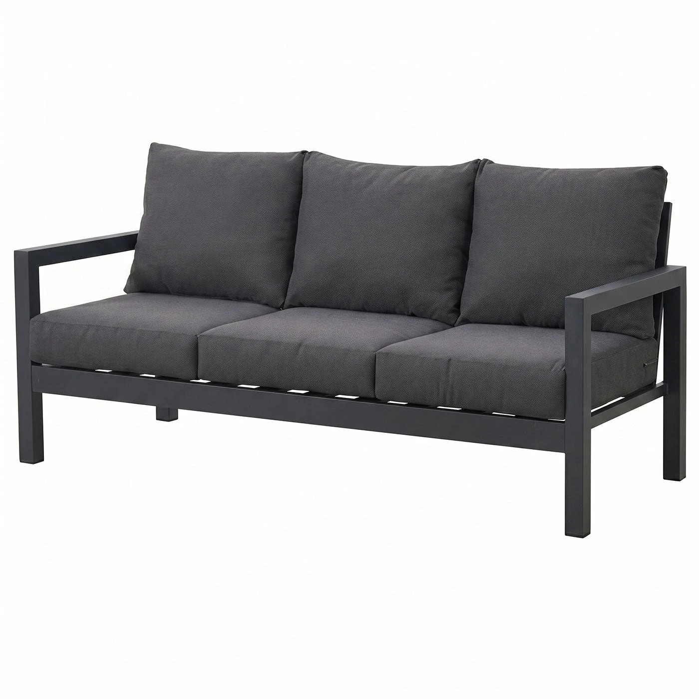 1 Moda Living Manly 3 Seater Charcoal Aluminium Outdoor Sofa Lounge - Dark Grey Cushions - Charcoal, 1 of 8
