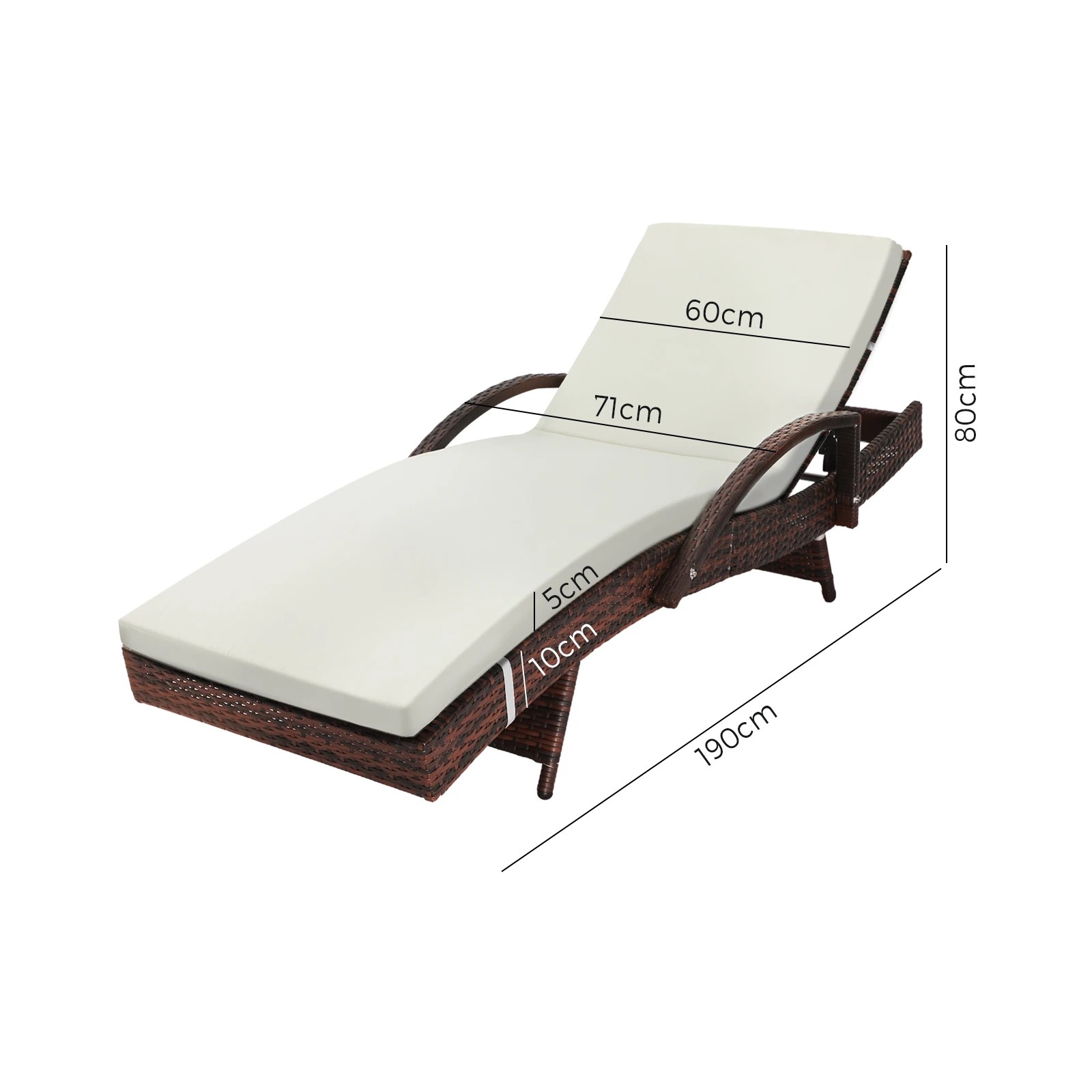 8 Livsip 2pc Sun Lounge Wicker Lounger Beach Chair
 - Beige, 8 of 8