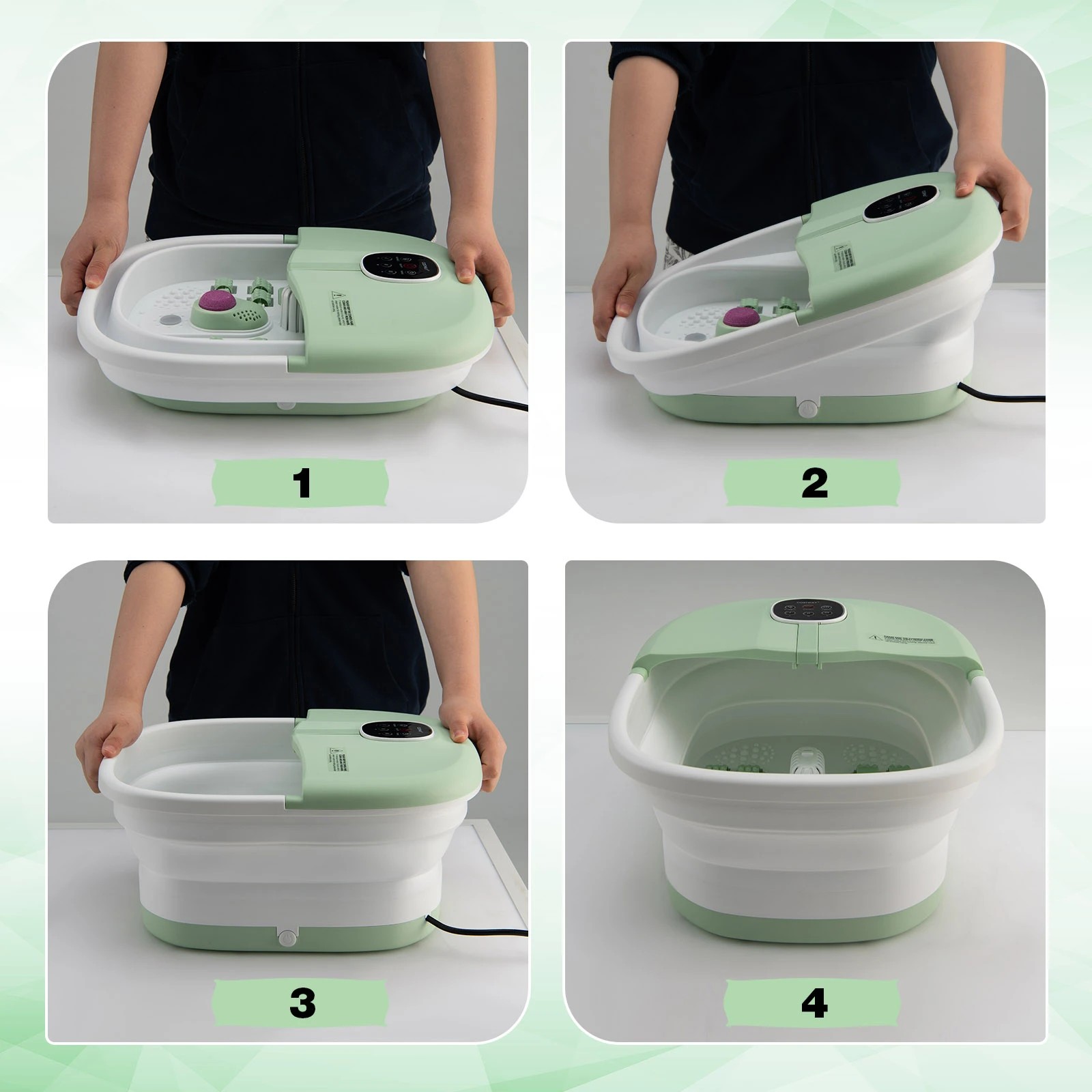 5 Costway Folding Foot Bath Massage w/Remote Control Foot Spa Basin - Green, 5 of 5
