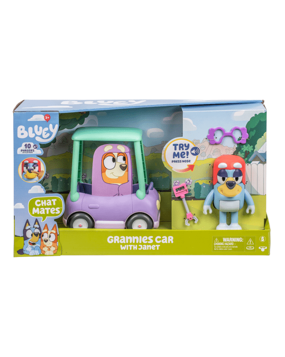 Bluey: Chat Mates Figure & Vehicle - Grannies Car with Janet