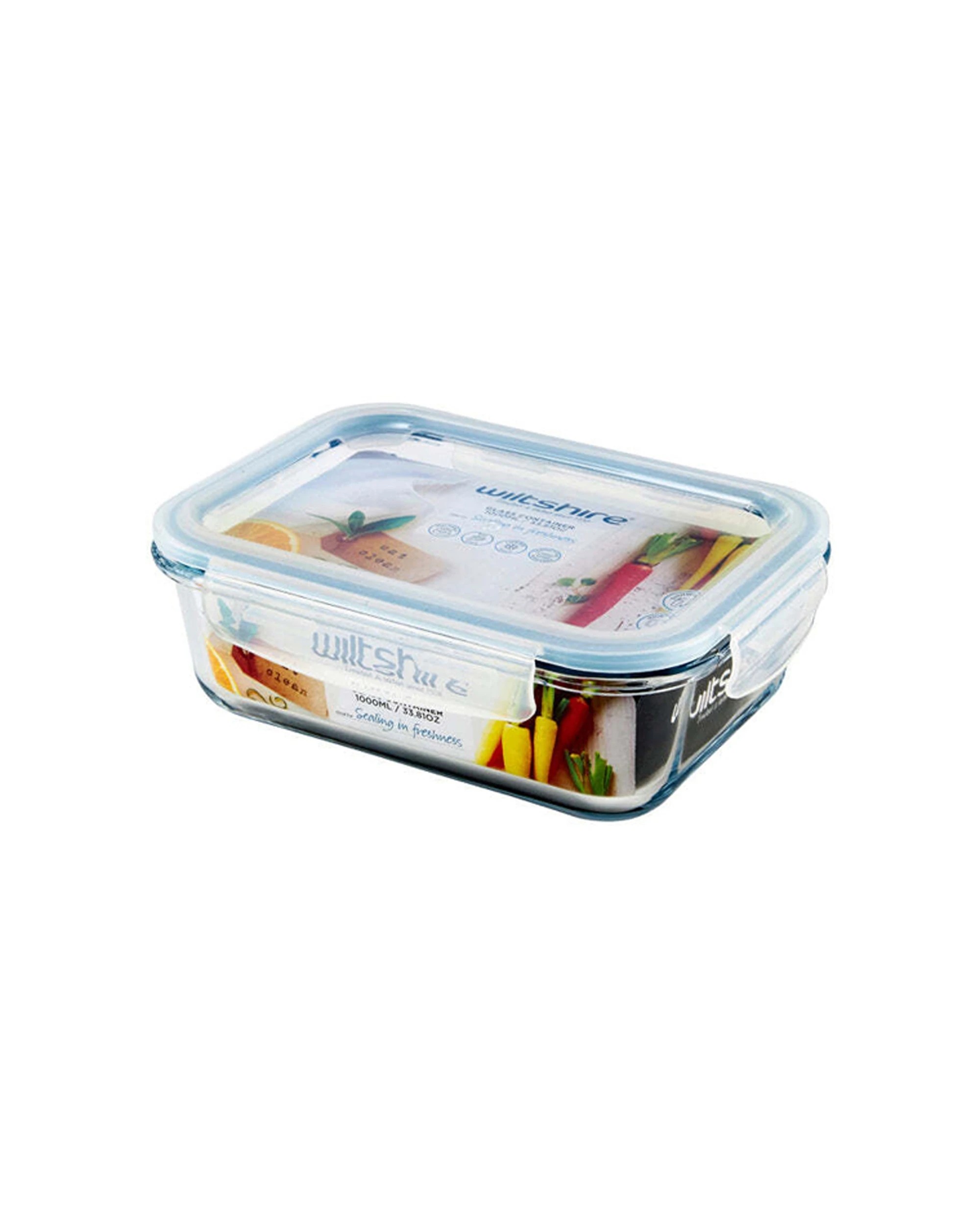 3 Wiltshire Reusable Rectangular Glass Airtight Food Storage Container 1000ml - Clear, 3 of 3