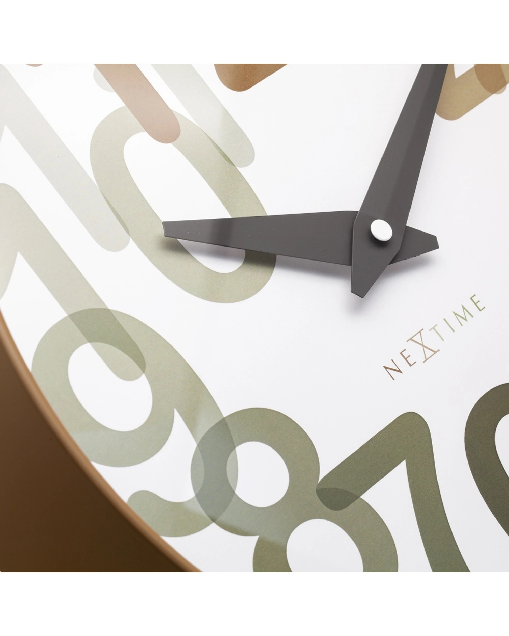 6 NeXtime Big Number Wall Clock Silent Analogue Modern Design 30cm Toffee - Brown, 6 of 7