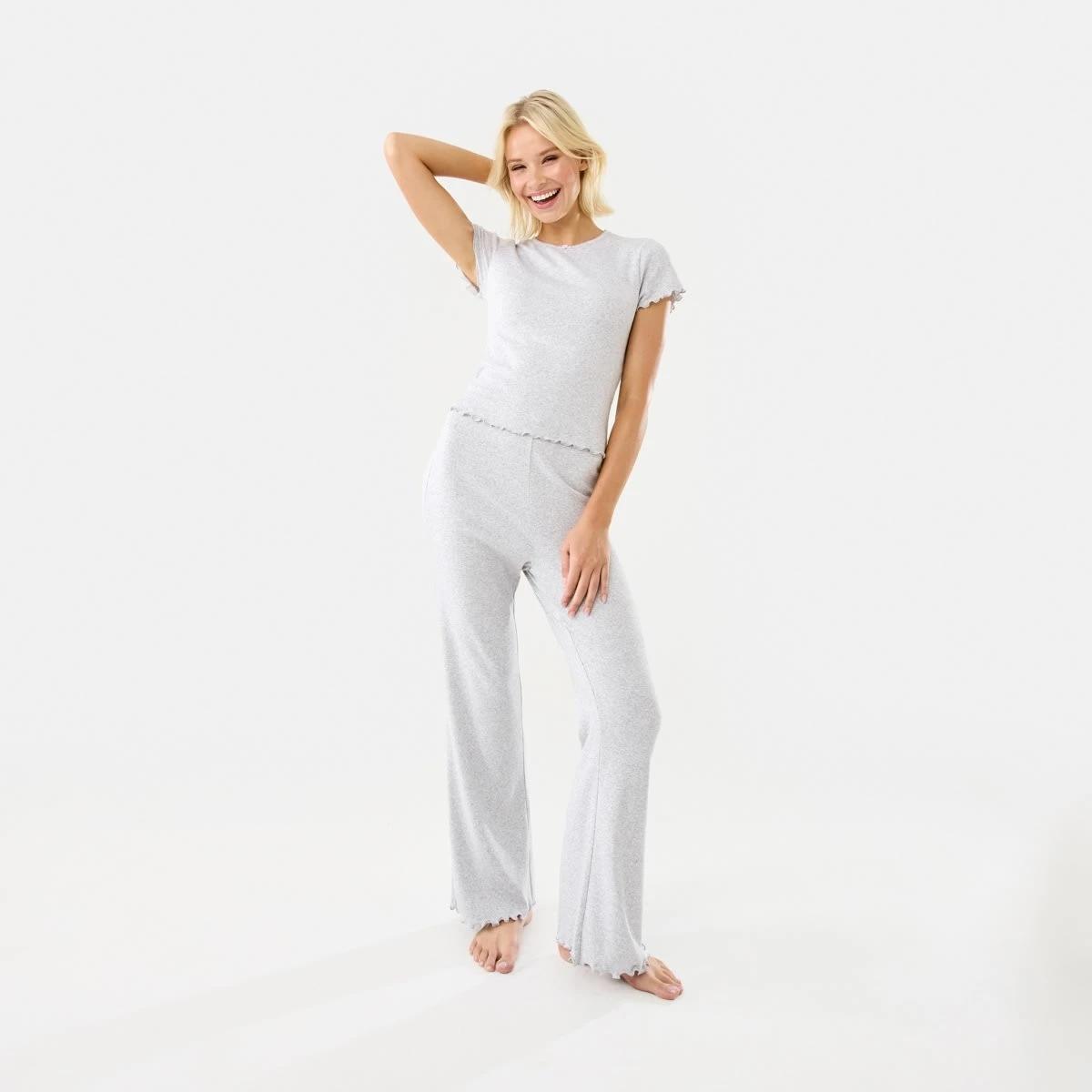 2 Pointelle Flared Pants Slvr Marle, 2 of 8