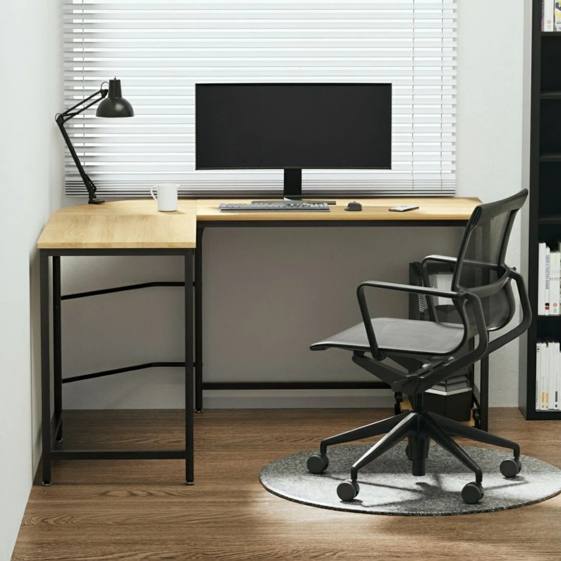 4 Artiss Computer Desk L-Shape CPU Stand Oak 147CM - Brown, 4 of 5