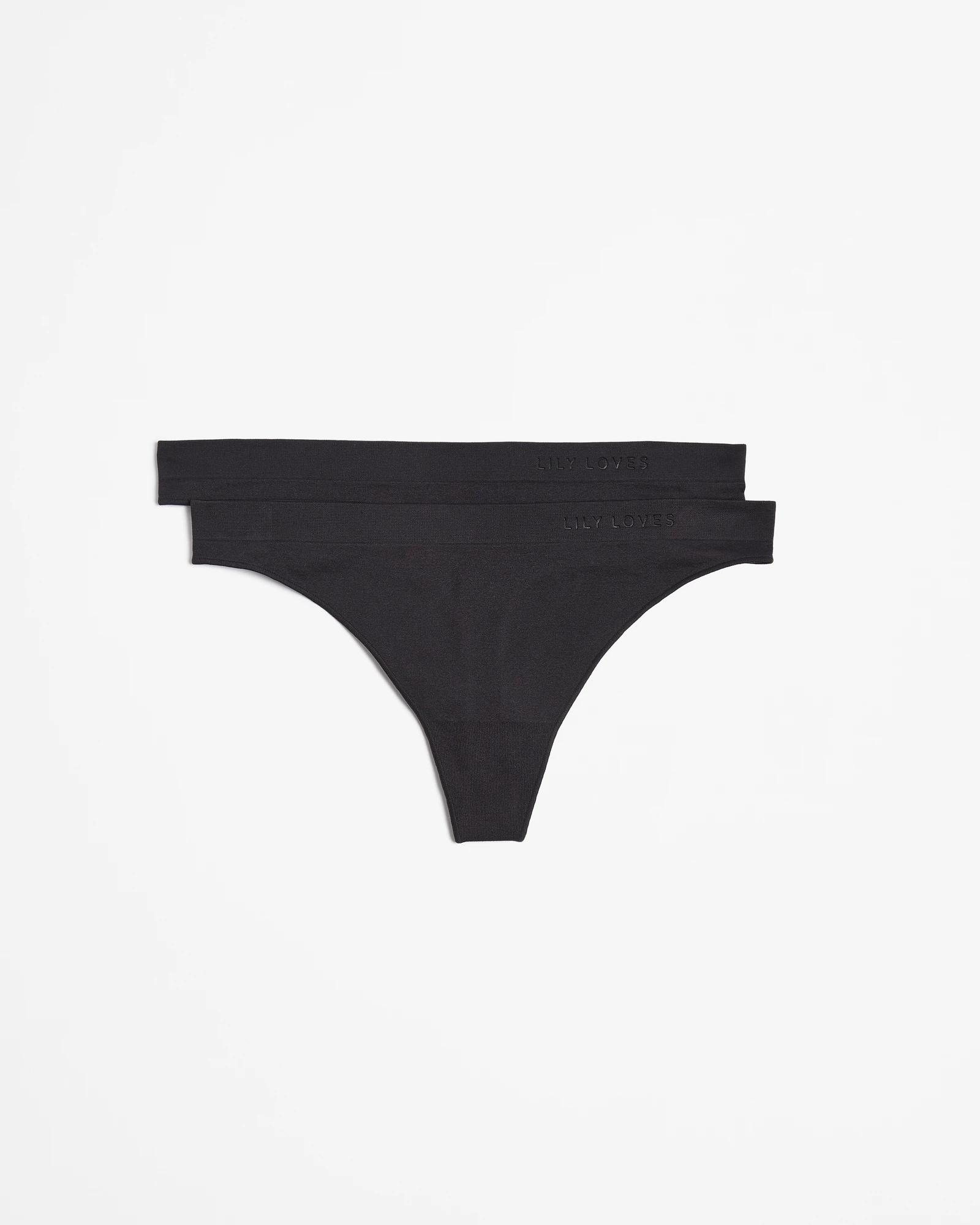 1 2 Pack Seamfree Embossed G-string Briefs - Lily Loves BLACK, 1 of 3