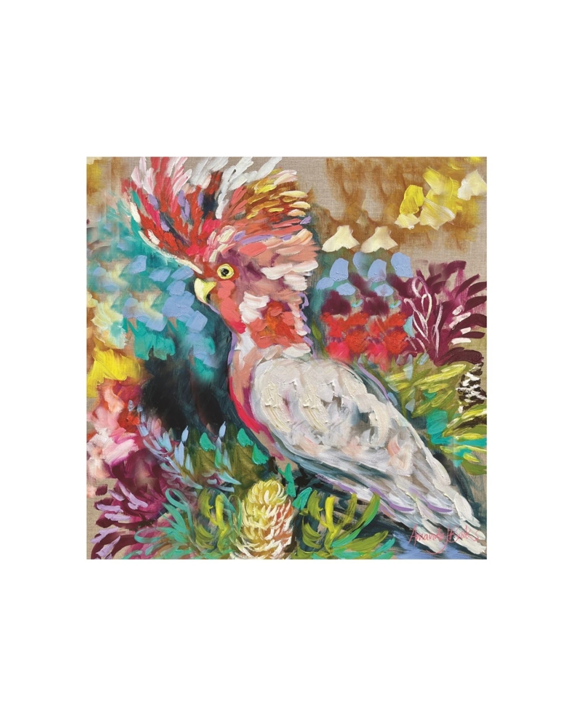 1 Lilli Rock Pink Cockatoo Dolomite Stone Coaster With Cork Backing 11x11cm - Multi, 1 of 1