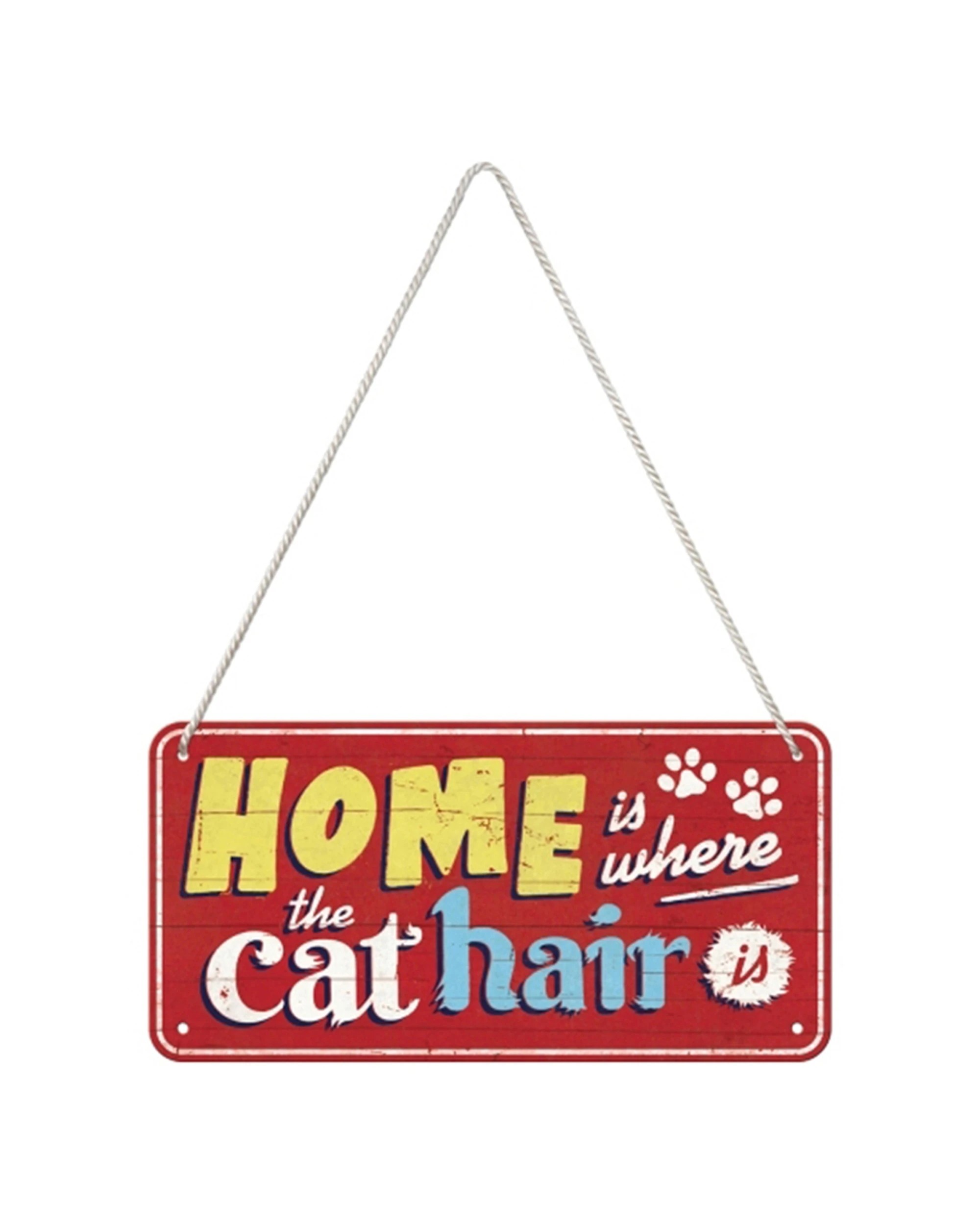 1 Nostalgic-Art Metal Hanging Sign 10x20cm Wall Decor - Home Is Where The Cat Hair - Red, 1 of 1