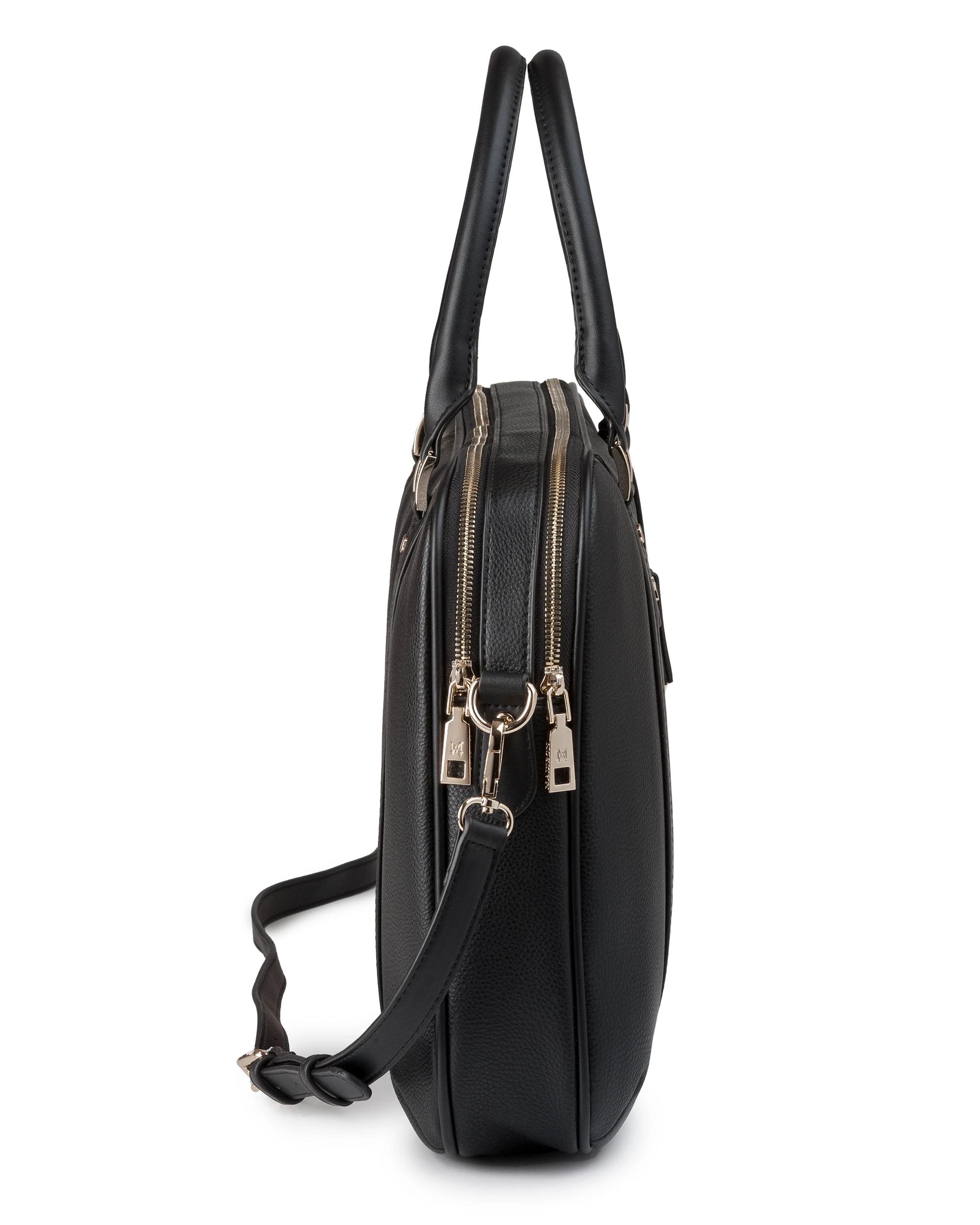 5 Madison Accessories Trudi Double Zip Top Laptop Work Bag BLACK, 5 of 7