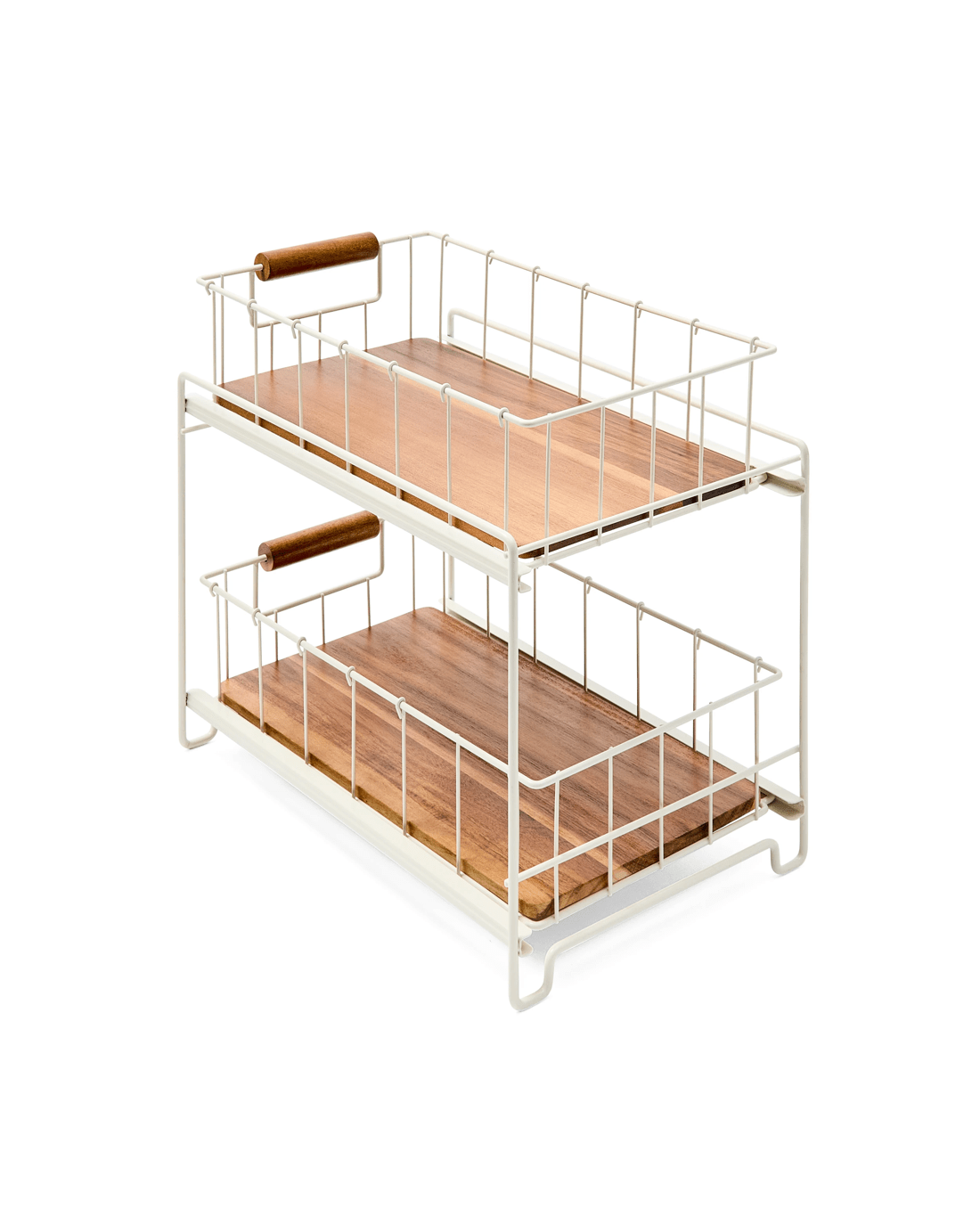 7 Off White and Acacia 2 Tier Drawers, 7 of 10