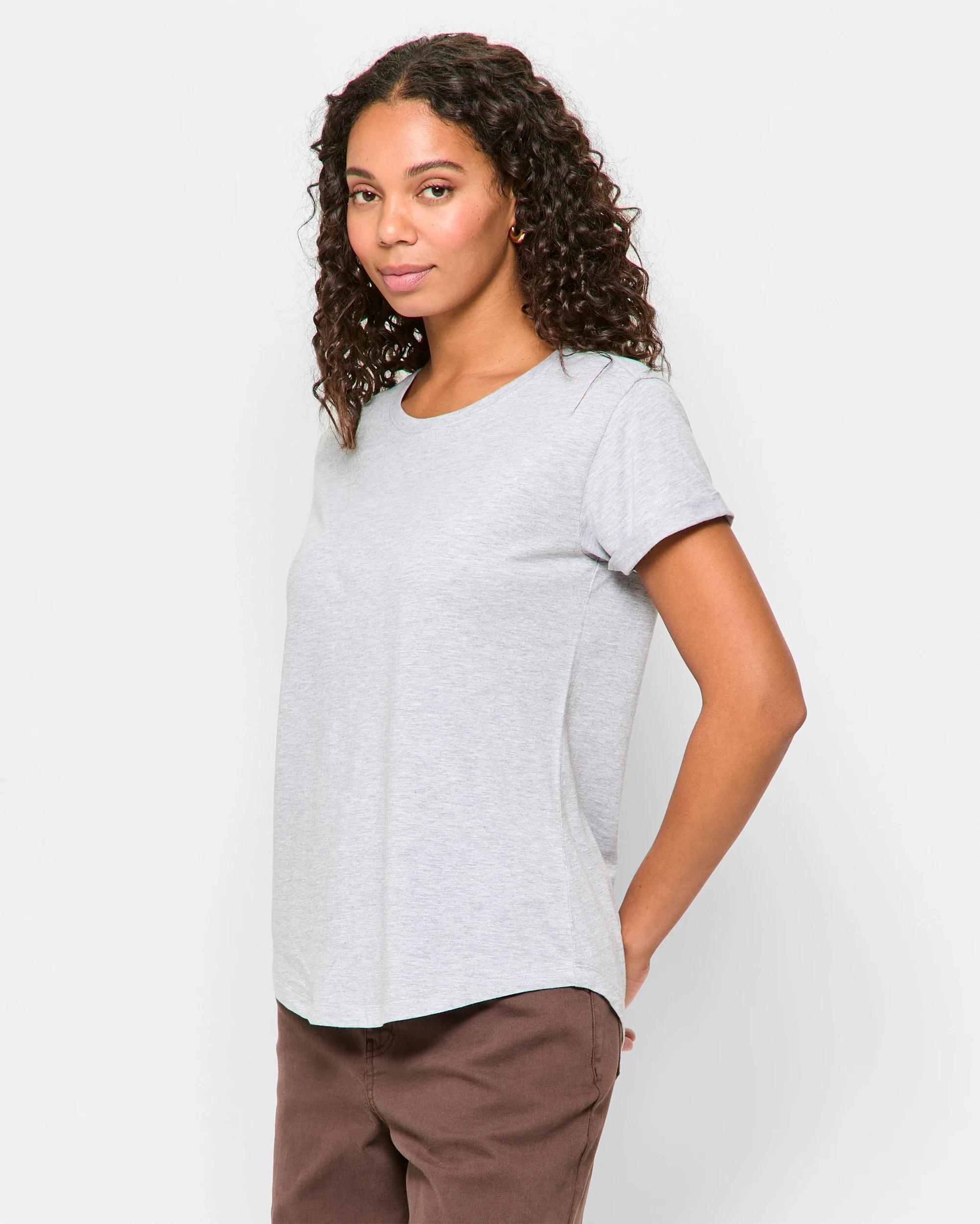3 Target Cotton/Modal Relaxed Crew T-Shirt GREY MARLE, 3 of 5