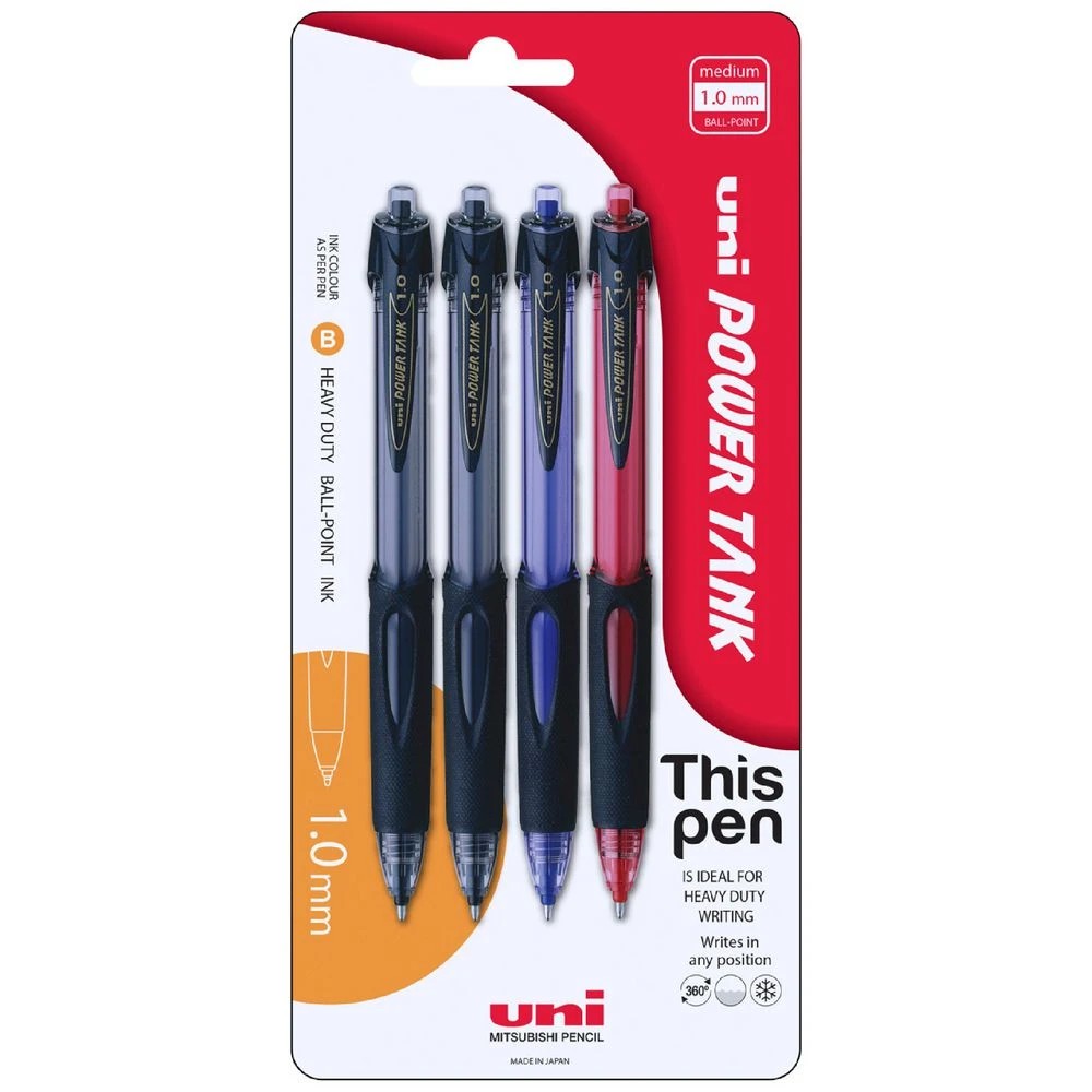 1 Uni Power Tank Ballpoint Pen 1.0mm Assorted 4 Pack, 1 of 4