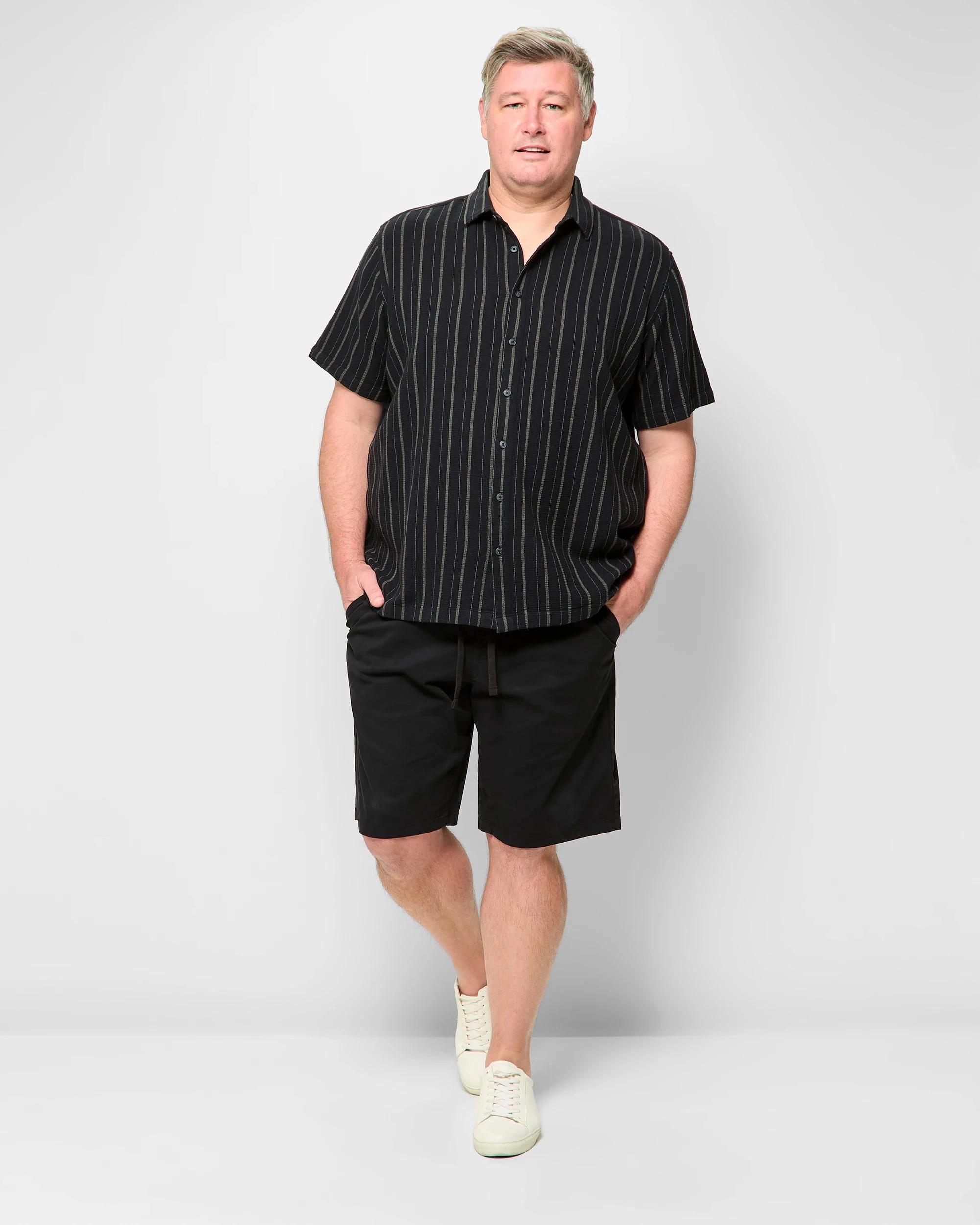 2 Target Plus Size Australian Cotton Textured Stripe Shirt BLACK, 2 of 5