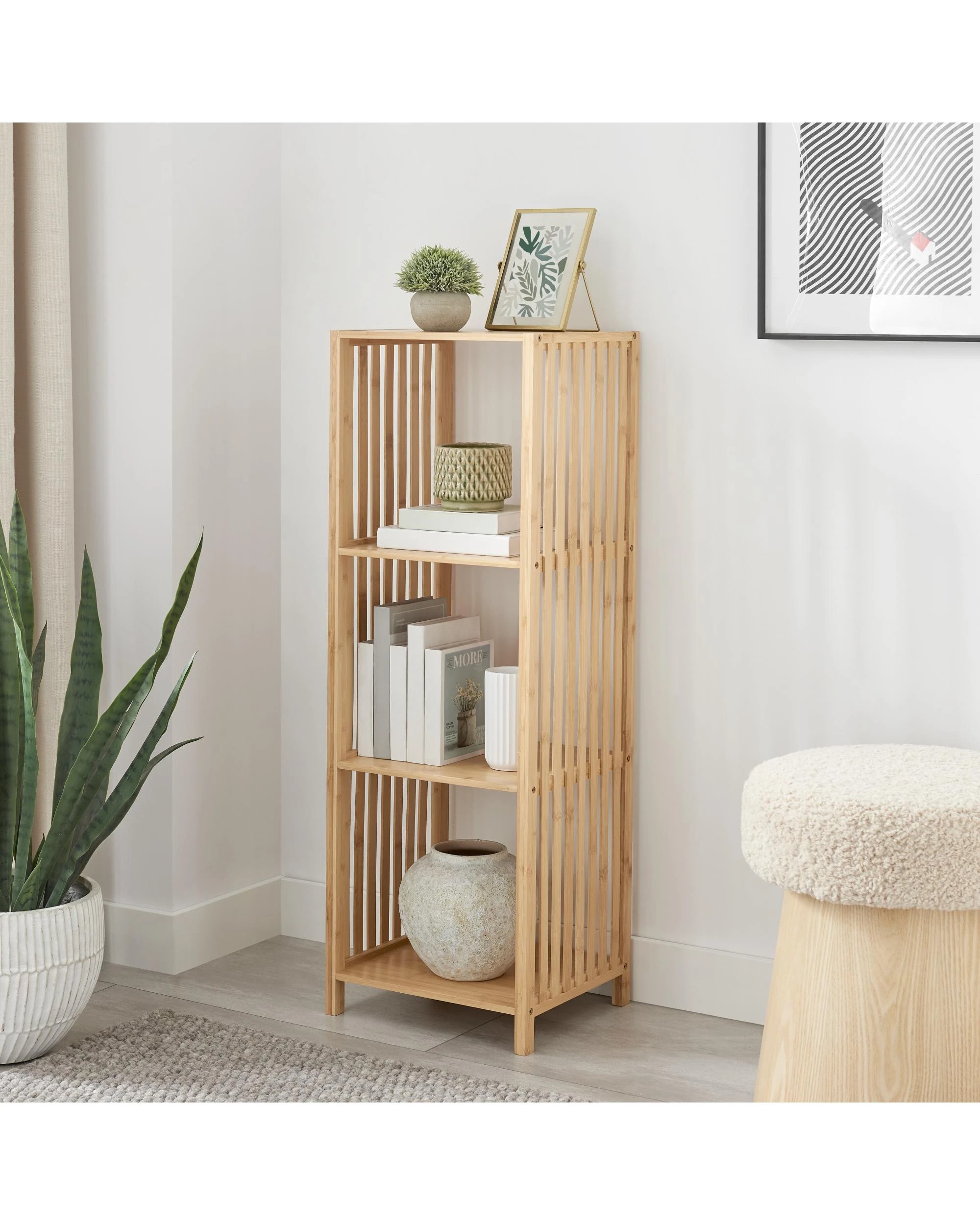 3 Kodu Open Shelf Bookshelf Display Unit 3 Tier Bamboo - Natural, 3 of 8