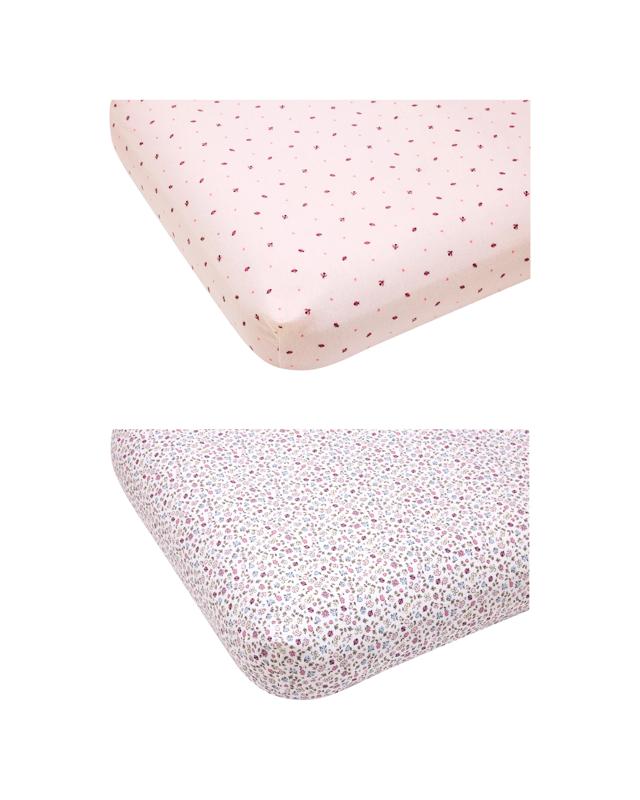 2 Pack Flannelette Cotton Fitted Cot Sheets - F