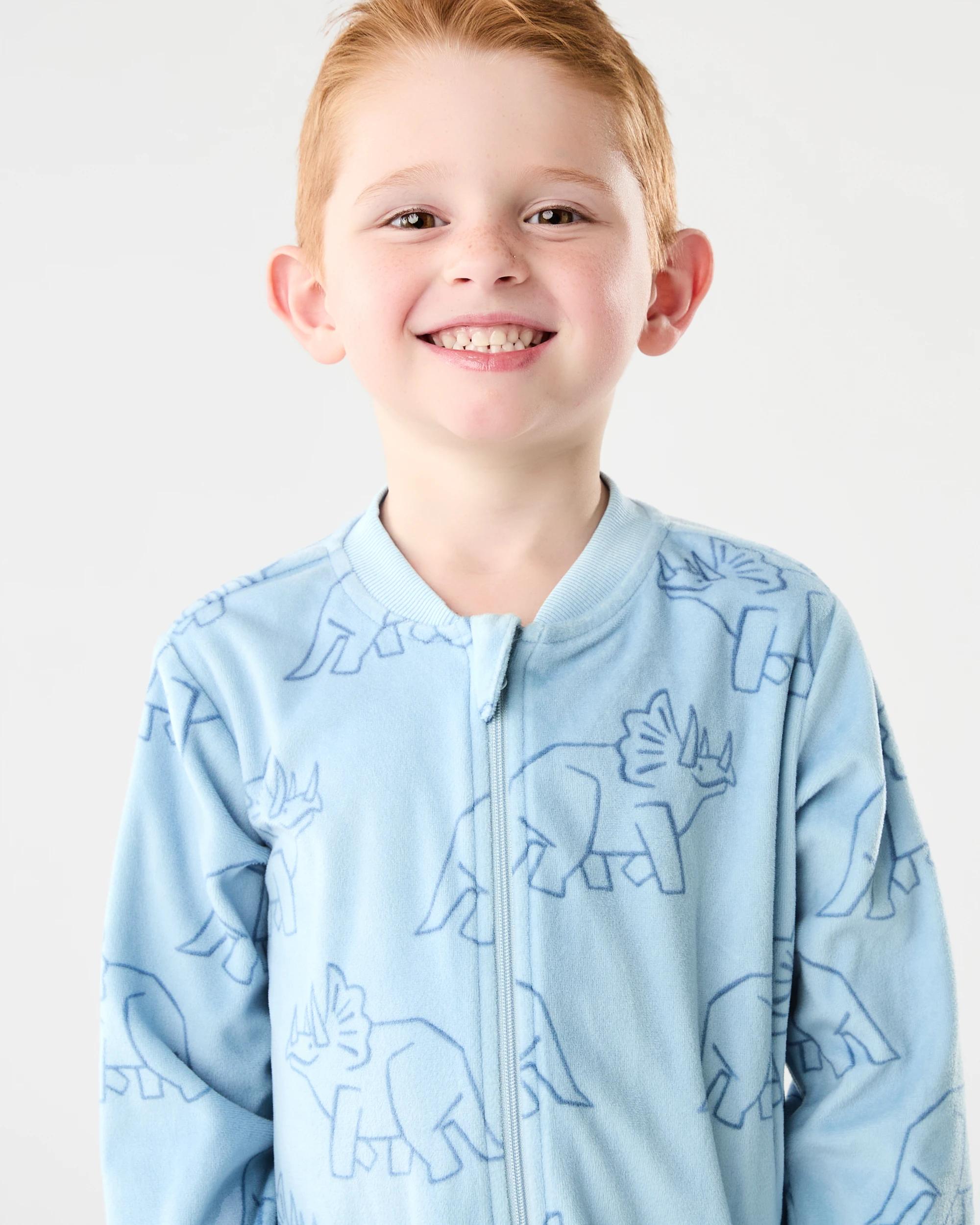 4 Fleece All-in-One Sleepsuit Blu Dino, 4 of 9