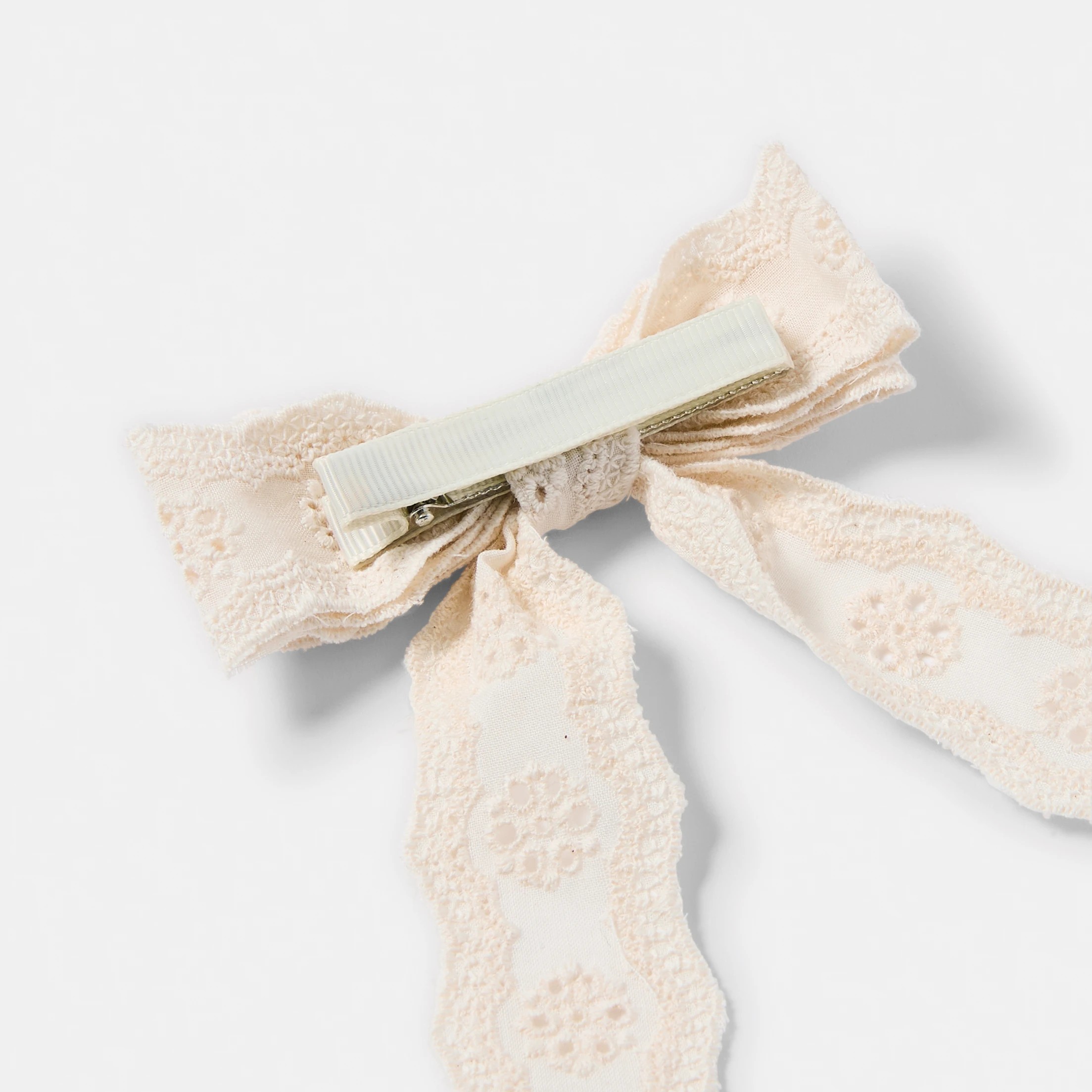 3 White Broderie Bow Hair Clip, 3 of 5