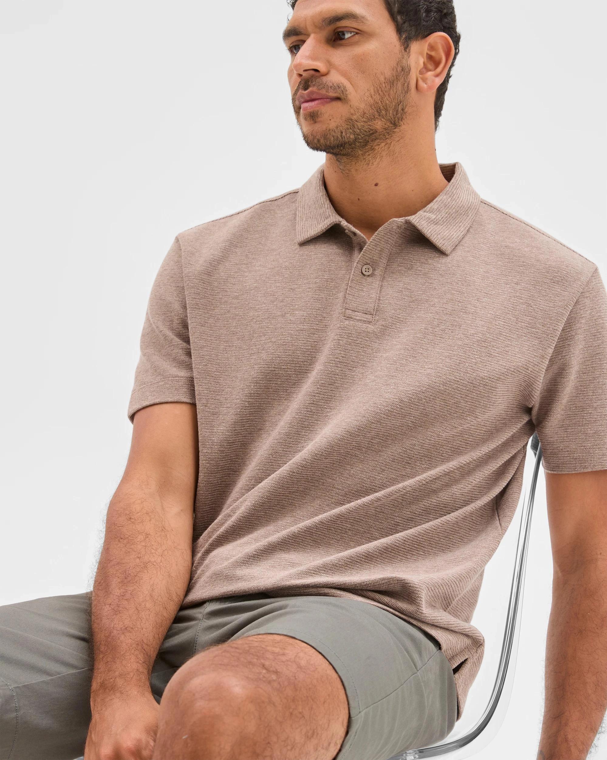 2 Target Australian Cotton Textured Fashion Polo Top SEPIA, 2 of 4