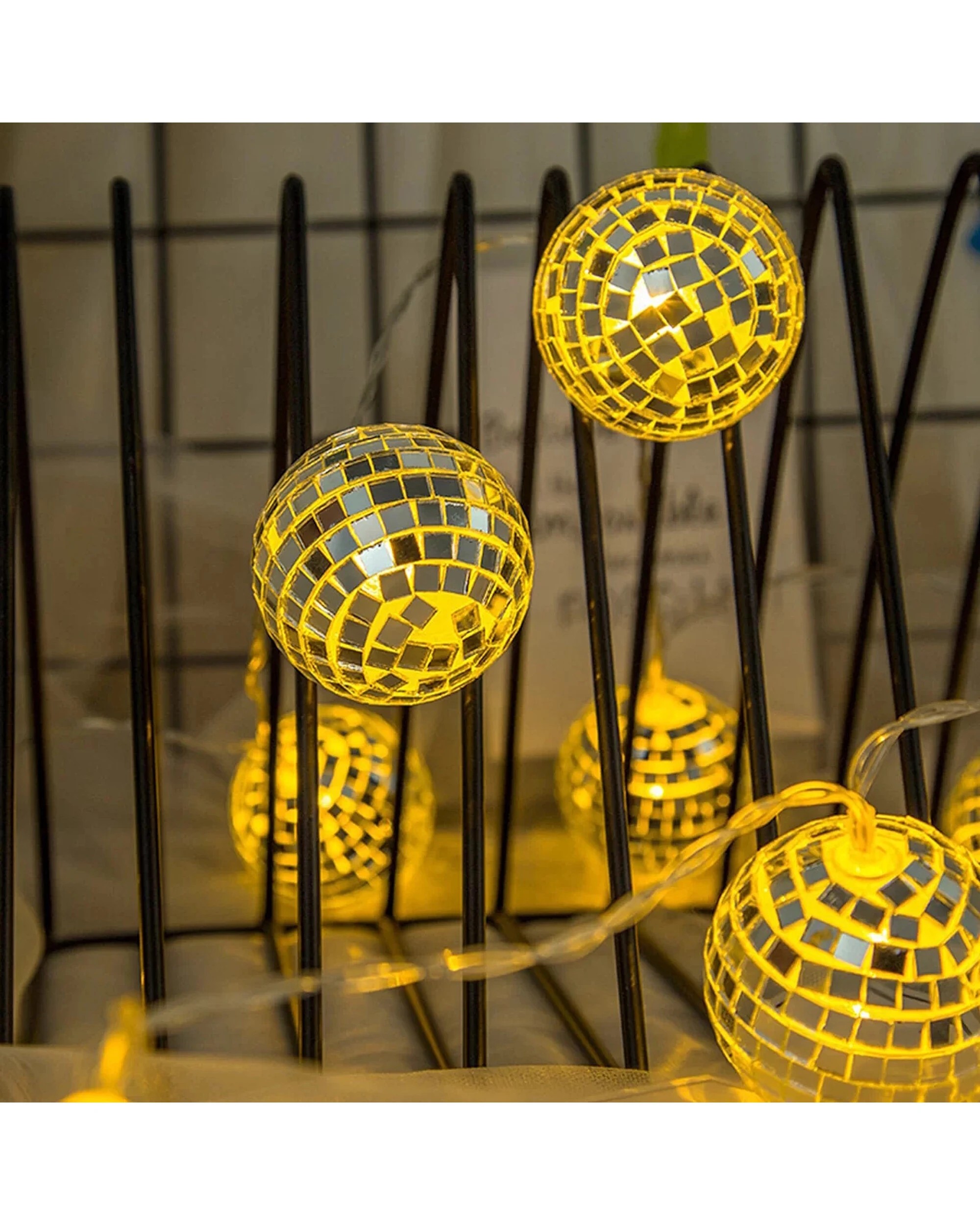 3 Partyrama Mirror Disco Ball String Lights - Silver, 3 of 5