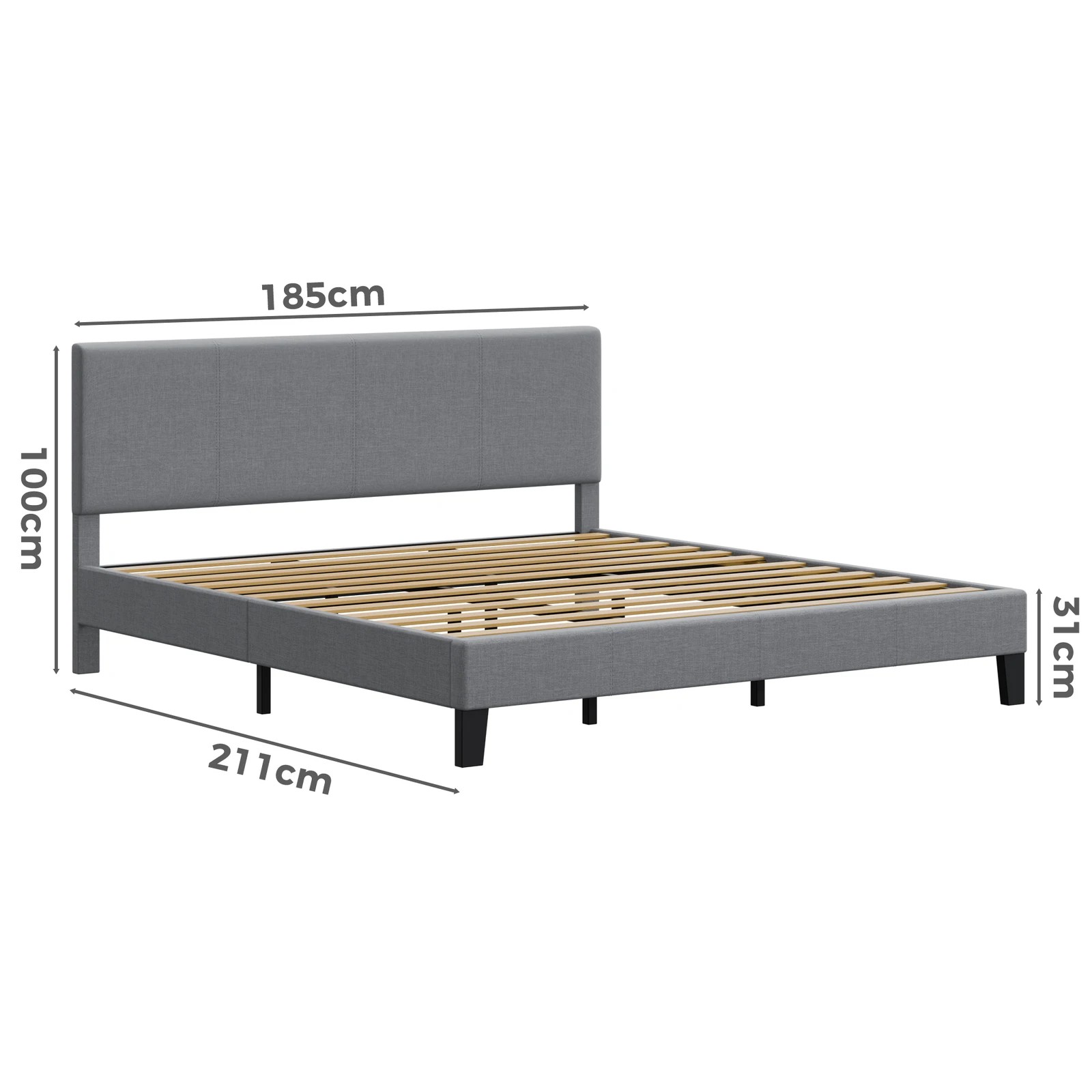 10 Alfordson Bed Frame King Size Mattress Base Platform Fabric Linus - Grey, 10 of 10
