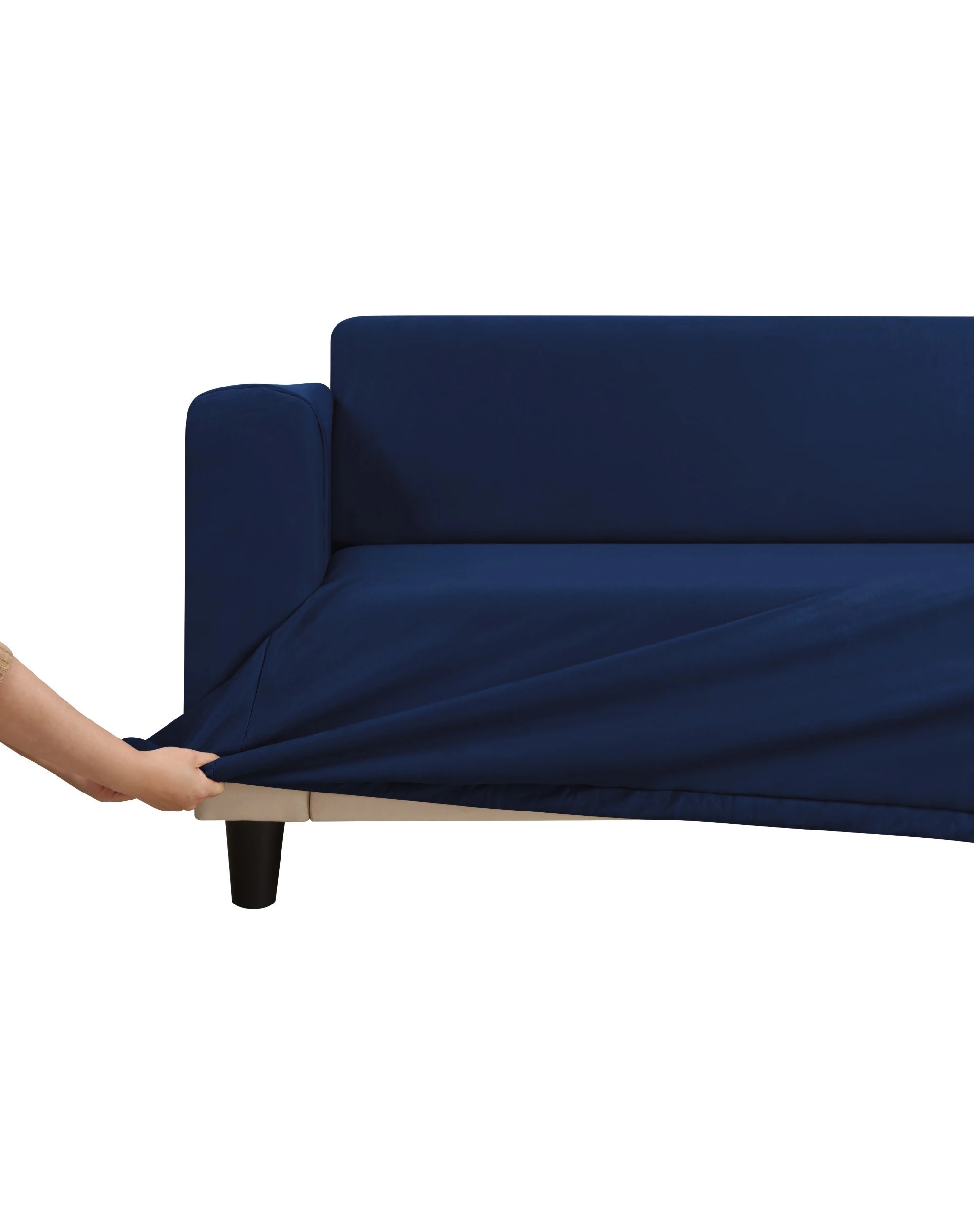 3 Sherwood Home Premium Faux Suede Royal 3 Seater Couch Sofa Cover - Dark Blue, 3 of 5