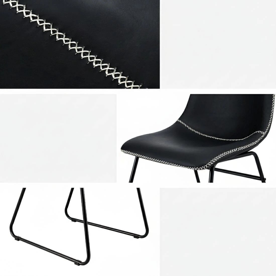 5 Artiss 4x Dining Chairs Retro PU Leather Kitchen Lounge Cafe Accent Chair - Black, 5 of 5