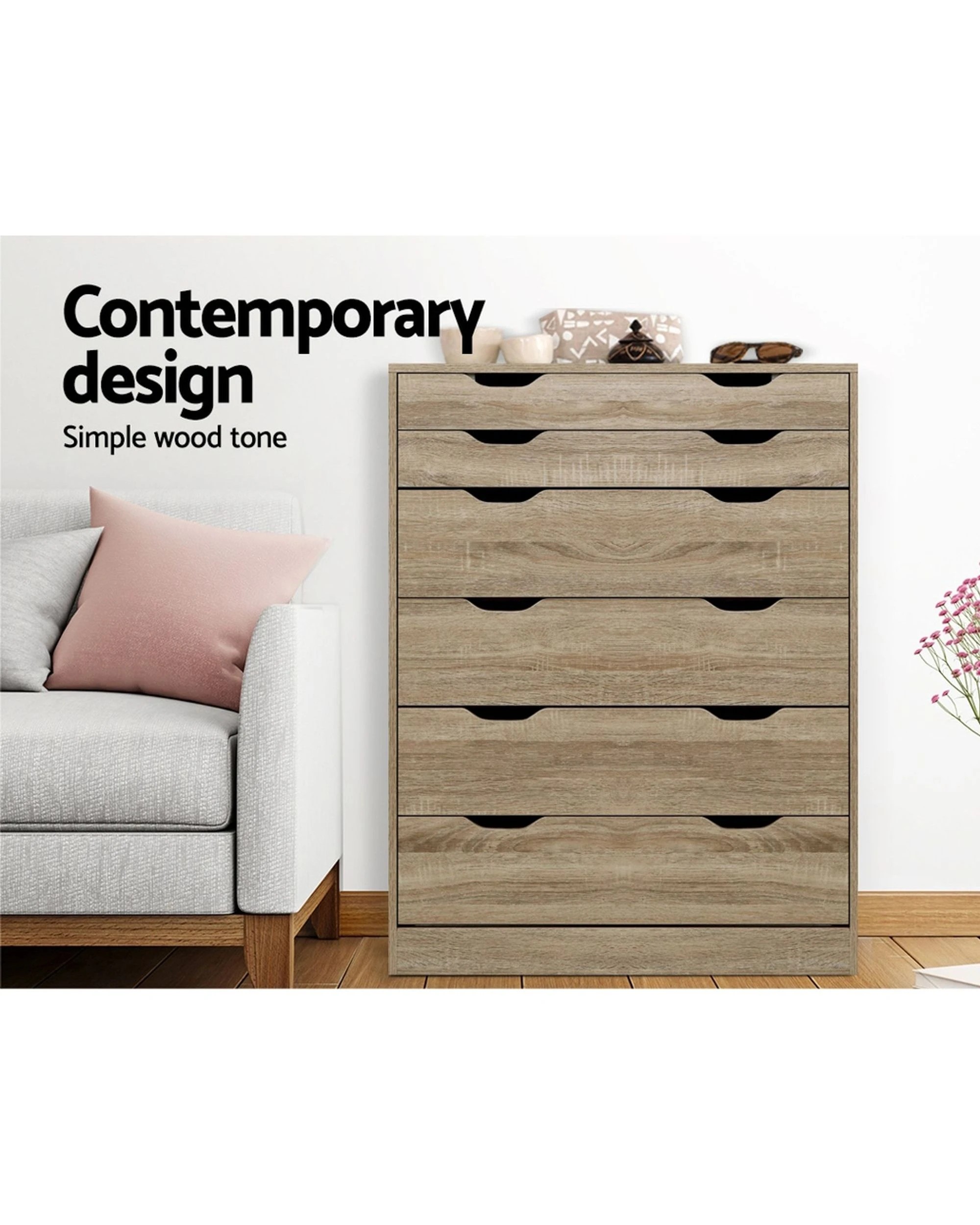 2 Artiss 6 Chest Of Drawers
 - Brown, 2 of 2