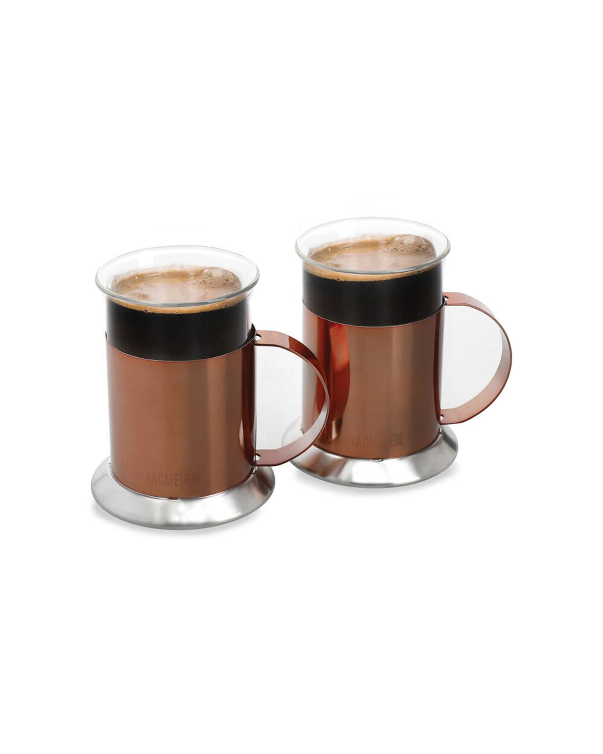 1 La Cafetiere 2pc 300ml Stainless Steel Glass Coffee Mug Set Finish - Metallic, 1 of 6