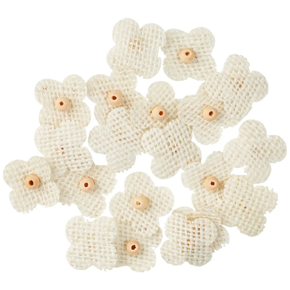 4 Born Mini Burlap Flowers Natural/White 40 Pack, 4 of 6
