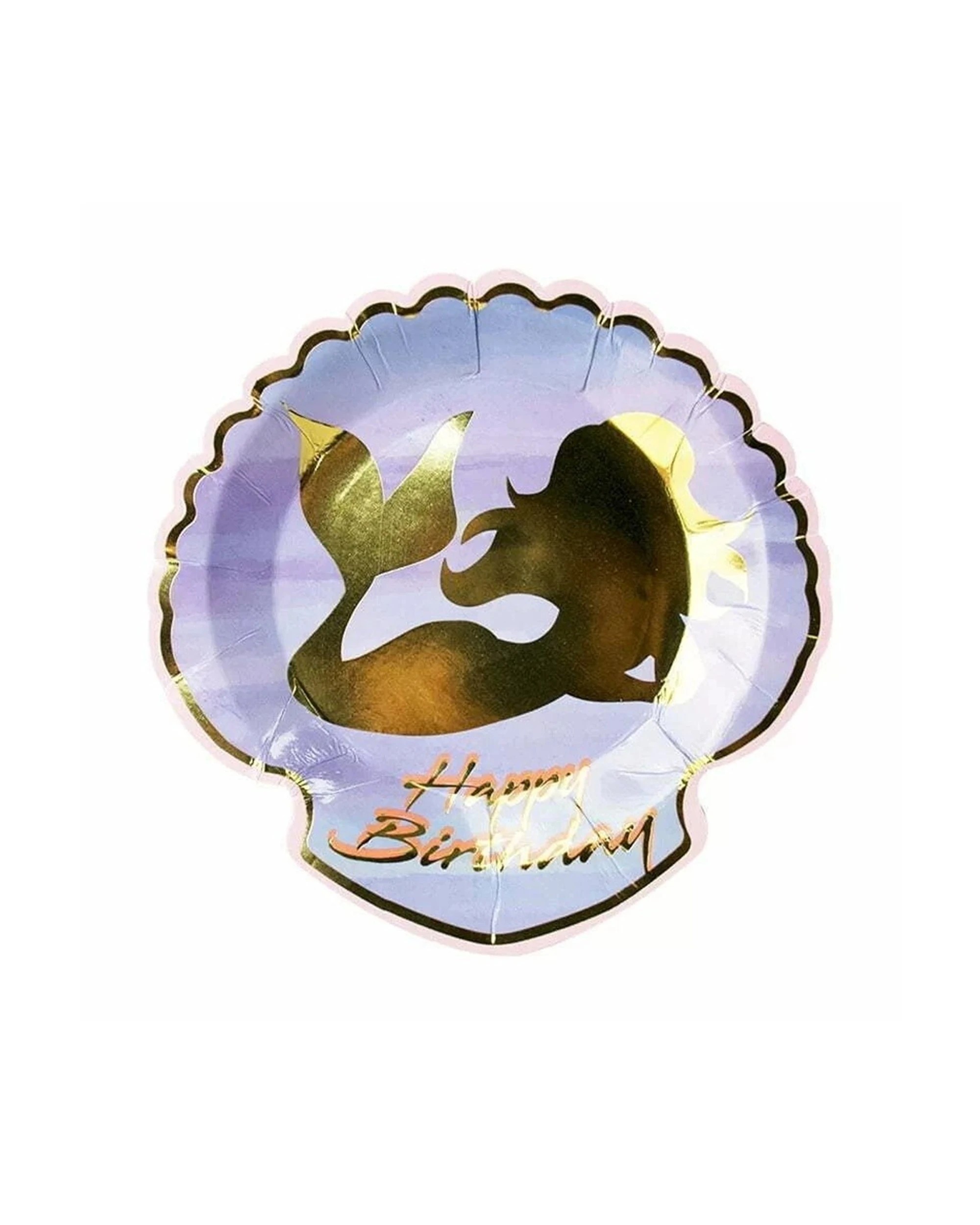 2 Party Maker 8pc Disposable Paper Plates Tableware Foil Mermaid - Gold, 2 of 2