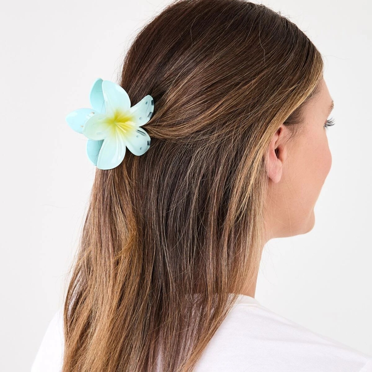 3 Blue Frangipani Claw Hair Clip, 3 of 4