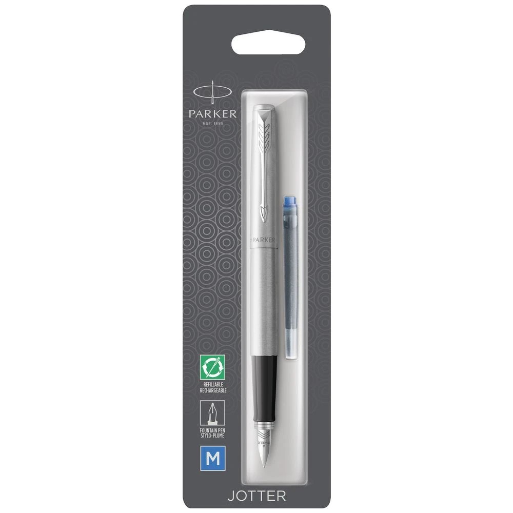 2 Parker Jotter Fountain Pen Stainless Steel Chrome, 2 of 8