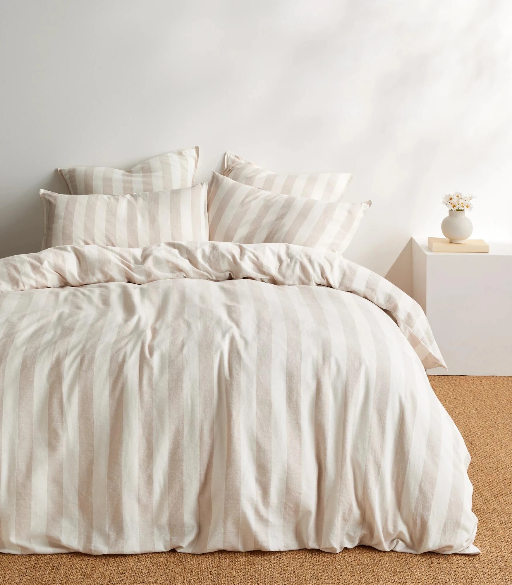 8 Target Reid Stripe Linen/Cotton Quilt Cover Set - Queen Bed - Natural, 8 of 8