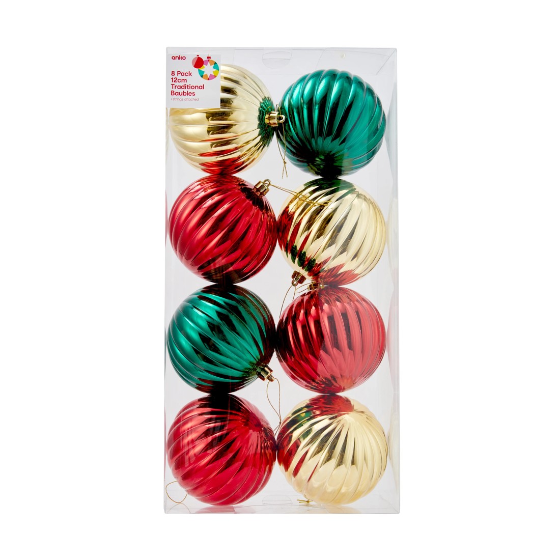 7 8 Pack 12cm Traditional Baubles, 7 of 7