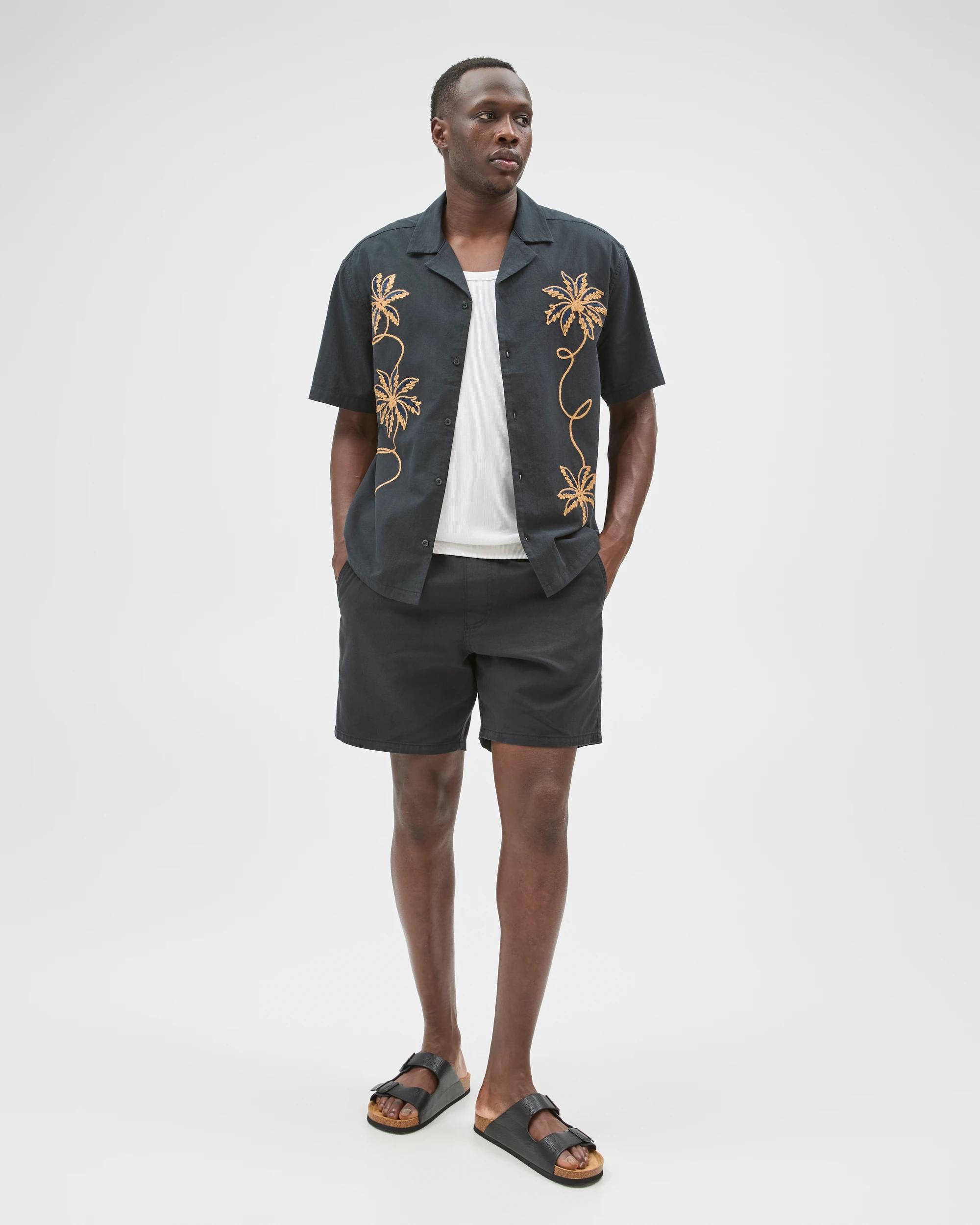 5 Commons Australian Cotton Short Sleeve Embroidered Boxy Fit Shirt BLACK, 5 of 7